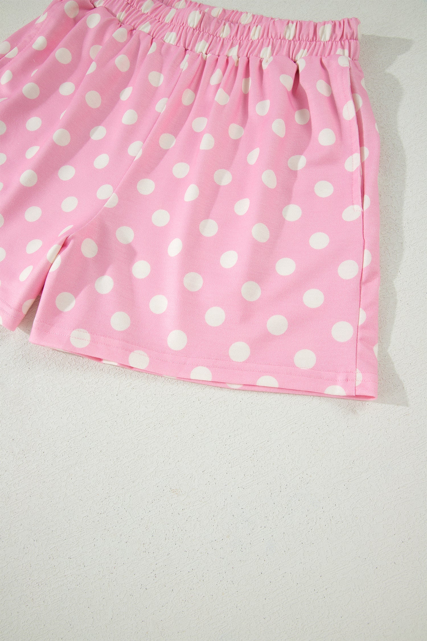Polka Dot Colorblock Mock Neck & Shorts Set