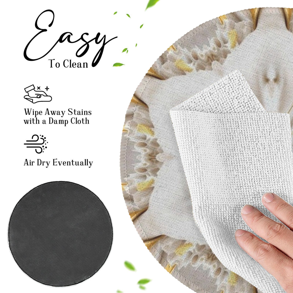 White Flower with Gold Trim Custom Round Placemat - 4 pack (Made in USA)