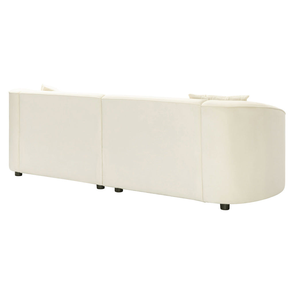 87' Curved Contemporary Sofa in Off-White: Plush Seating, Streamlined Design, and Durable Frame – Ideal for Stylish Living Spaces