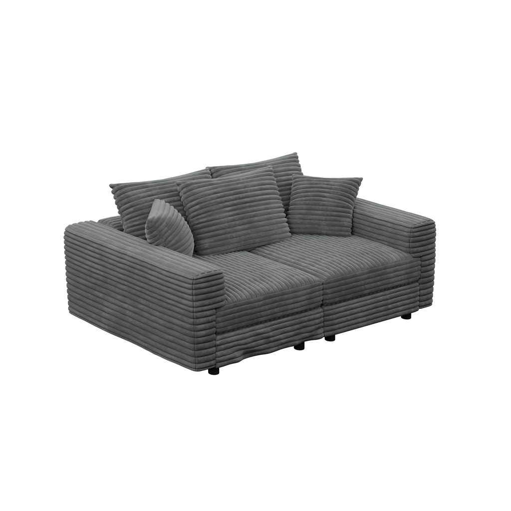 82.7 ' Plush Corduroy 3-Seat Sofa, Modern Comfy Upholstered Sofa Cloud Couch, Deep Seat Couches with Soft Pillows and 1 Ottomans, Convertible Sofa Lounge Chair, for Living Room,Apartment,Office,Grey