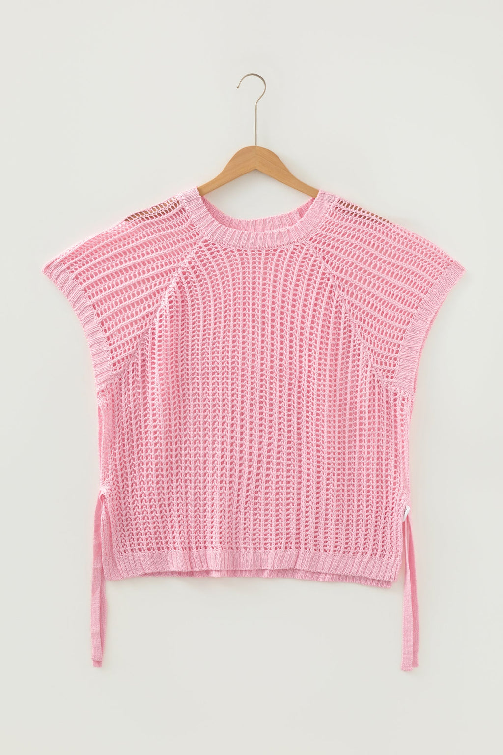Plus Size Crochet Bow Tie Short Sleeve Sweater