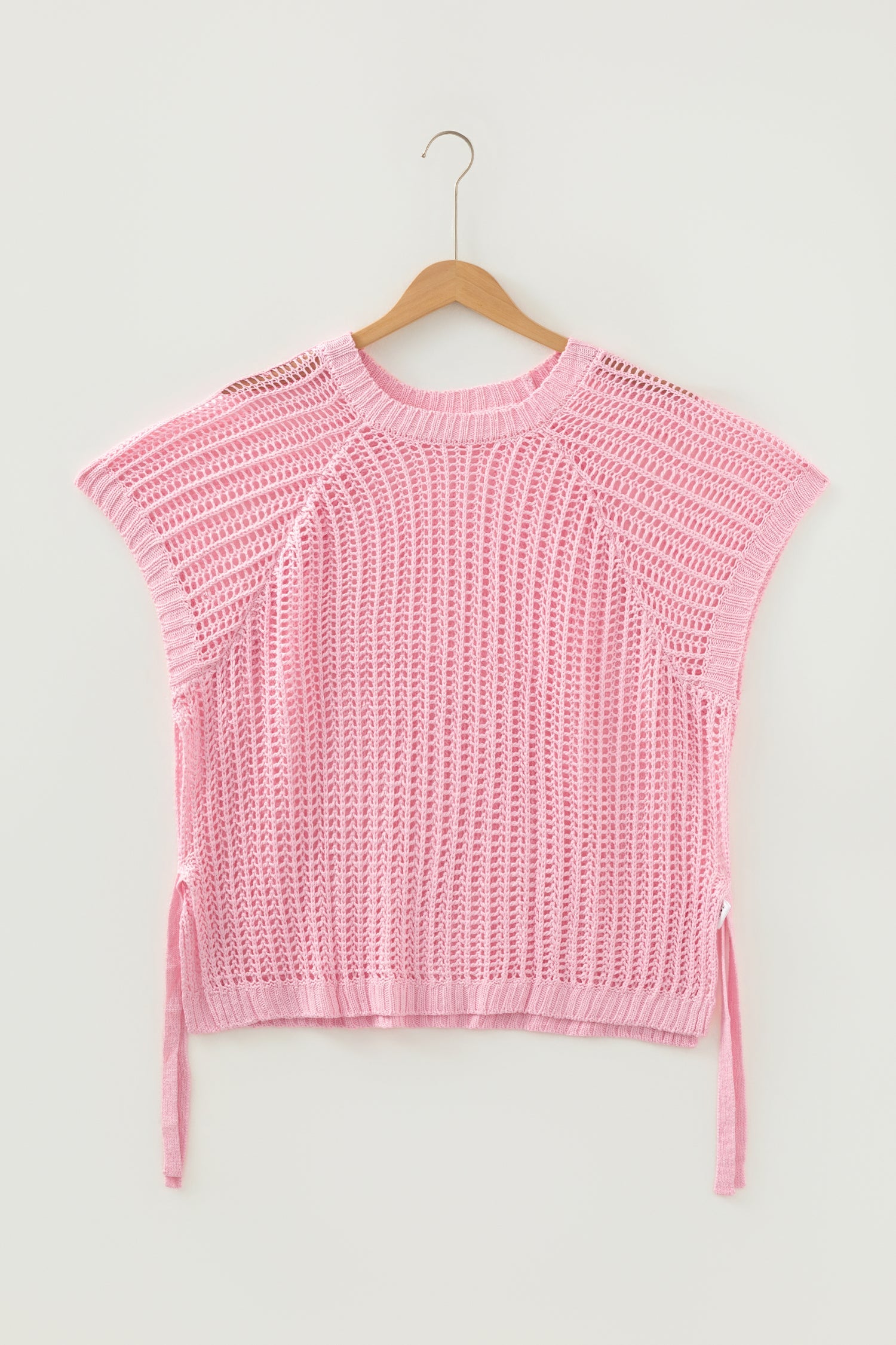 Plus Size Crochet Bow Tie Short Sleeve Sweater