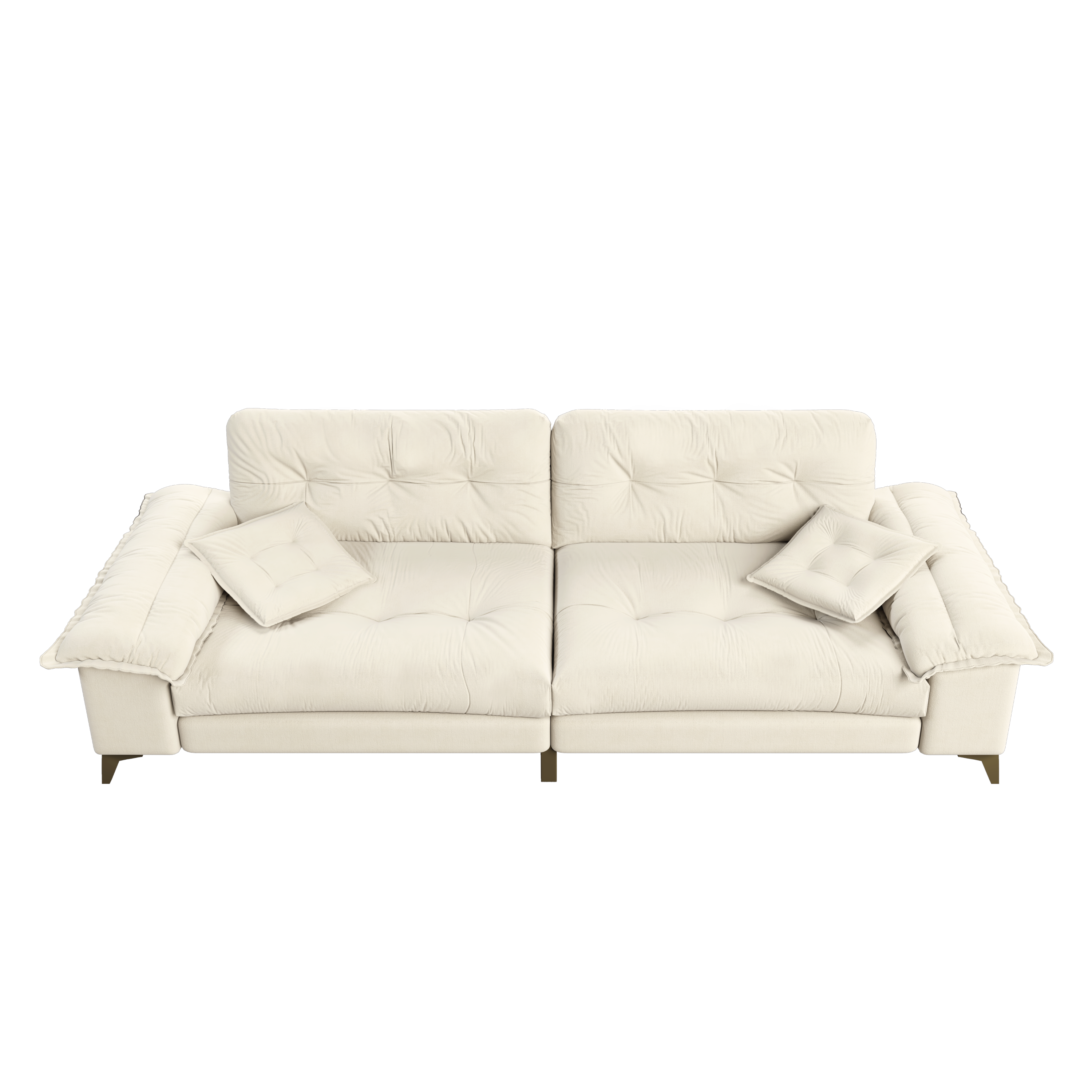 104.7 ' Modern 4-Seat Cloud Sofa with Wide Removable Armrests, Tufted Sofa with Metal Legs,Comfy Chenille Upholstered Couch with 2 Pillows for Living Room,Bedroom,Apartment, Office,Studio,Beige
