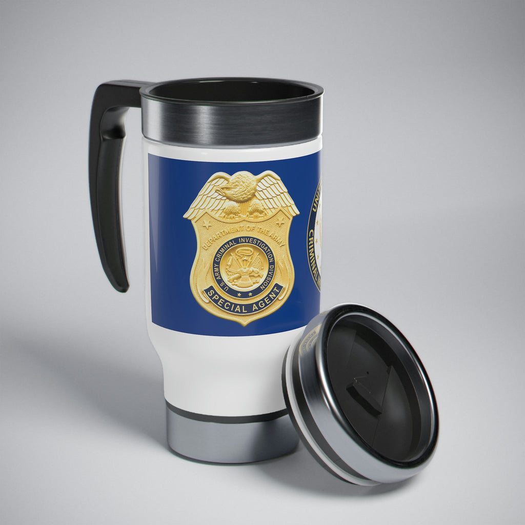 Army CID Badge and Seal - Stainless Steel Travel Mug with Handle, 14oz