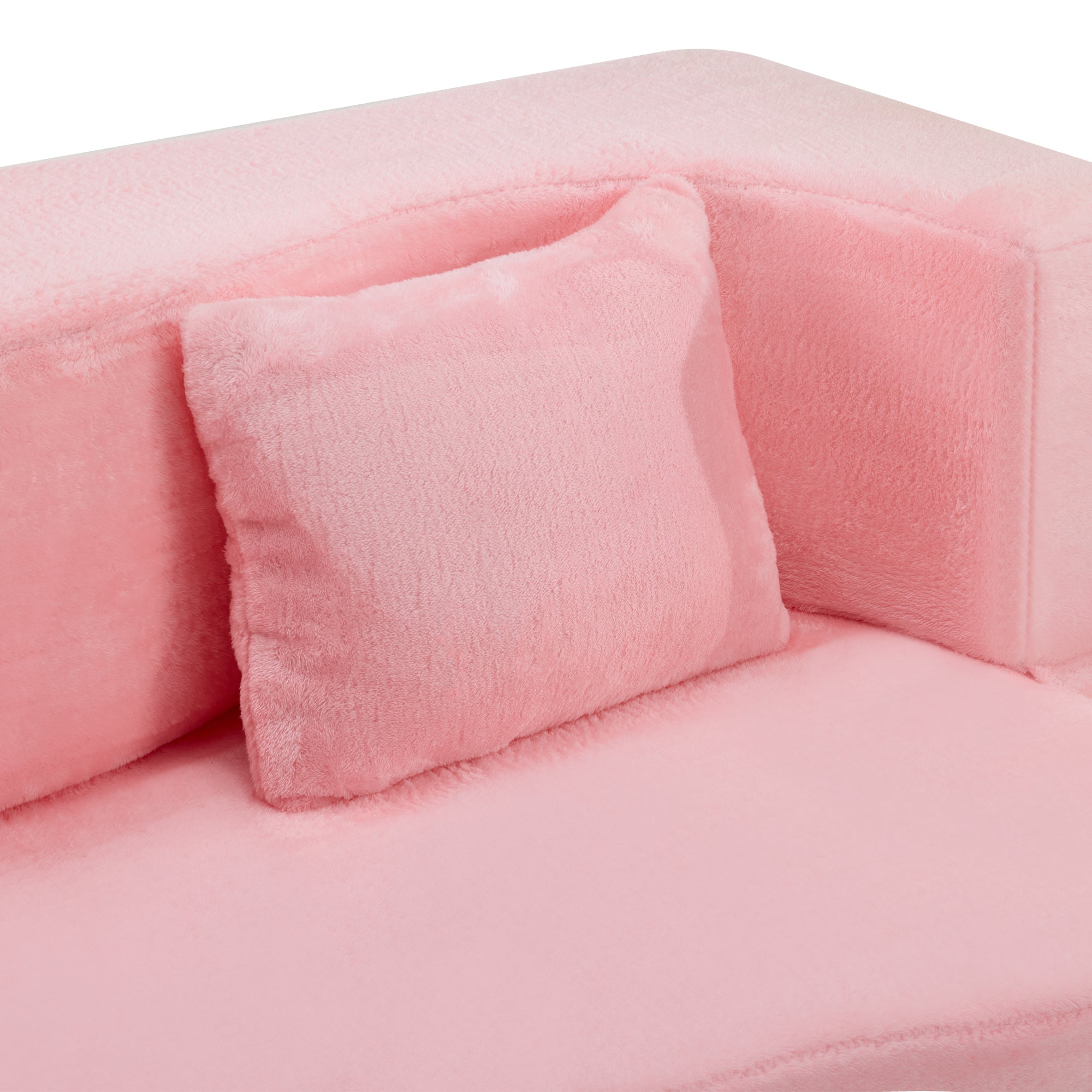 71-inch folding sofa bed, chenille futon sofa bed, high-density foam convertible sofa bed, folding floor sofa bed for living room, guest room, bedroom, pink