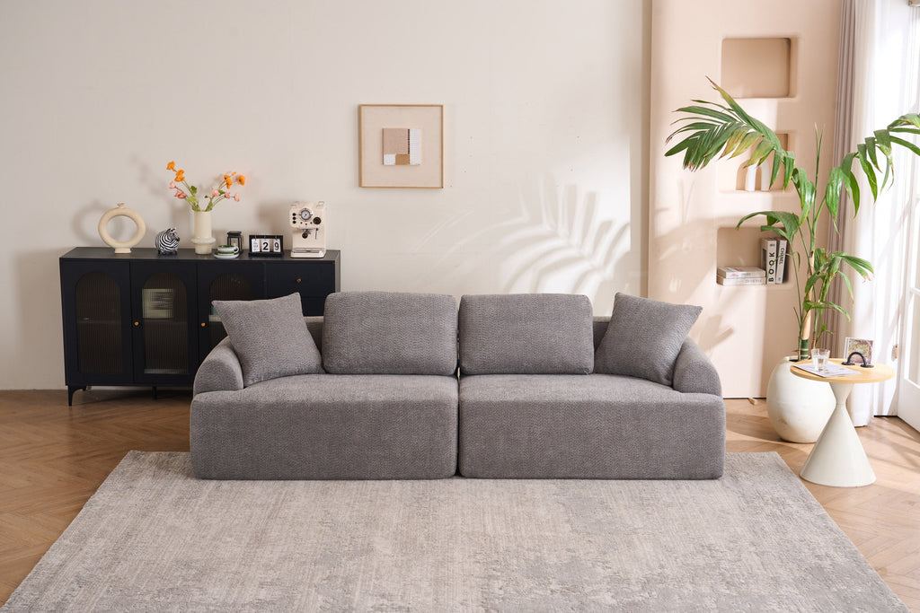 LY-024GY COMPRESSION SOFA: 4-seater combined sofa, Crochet Yarn Fabric, full sponge compression sofa,combined sofa with 4 pillows for home living/ Home Furniture/ Apartment/Office/House