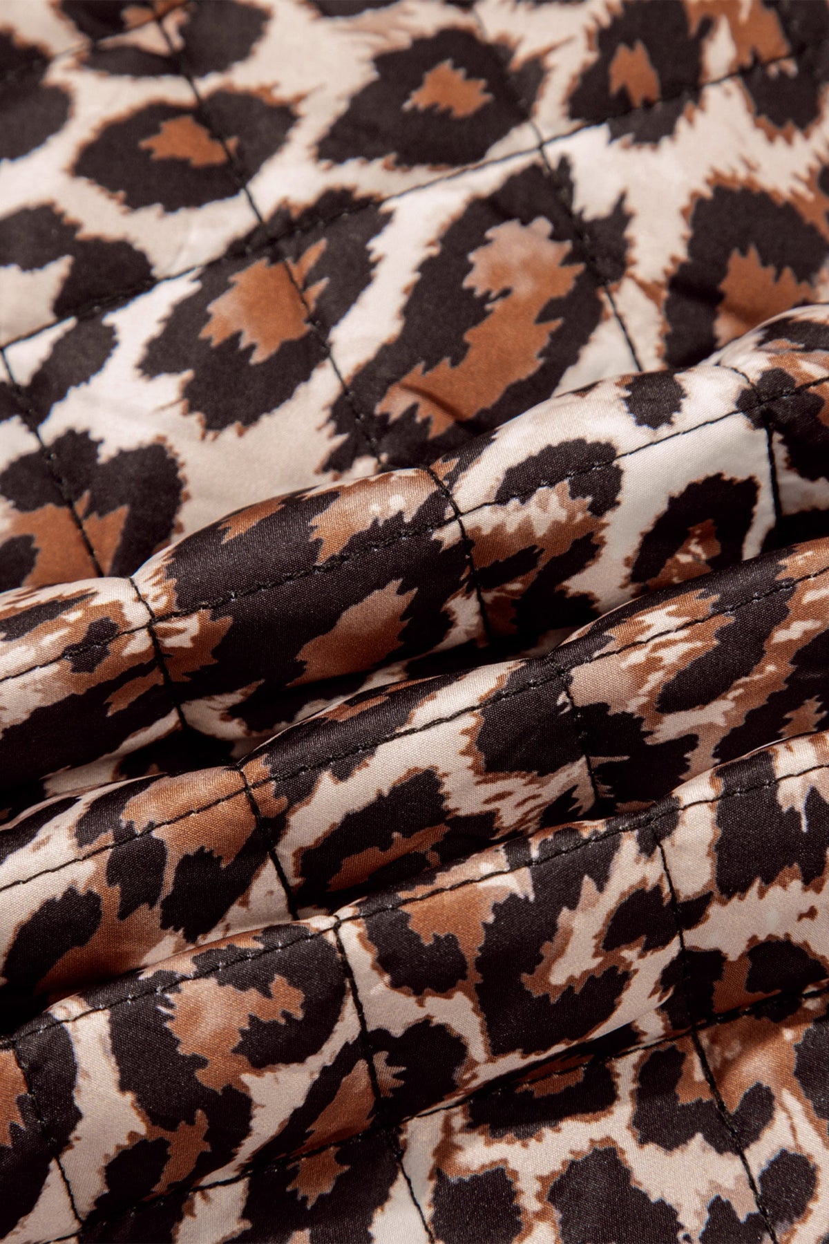 Leopard Quilted Button Front Patch Pocket Jacket