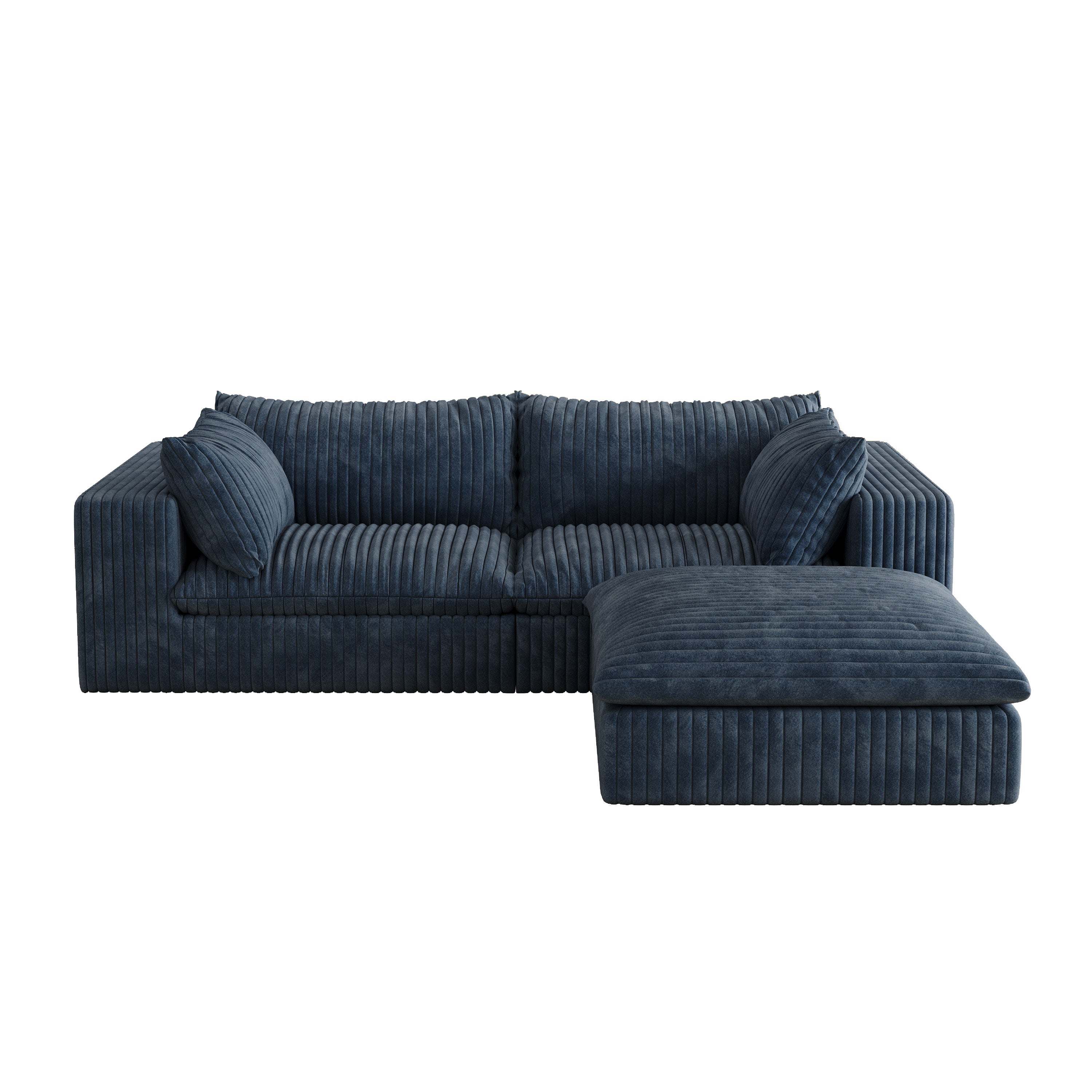 39.8' Cloud Sofa,Corduroy Fabric,Deep Seat Couches,Double-layer design,Removable  Cushion,No Assembly, DIY Combination for Living room, Bedroom,Conference room ,Apartment,Blue