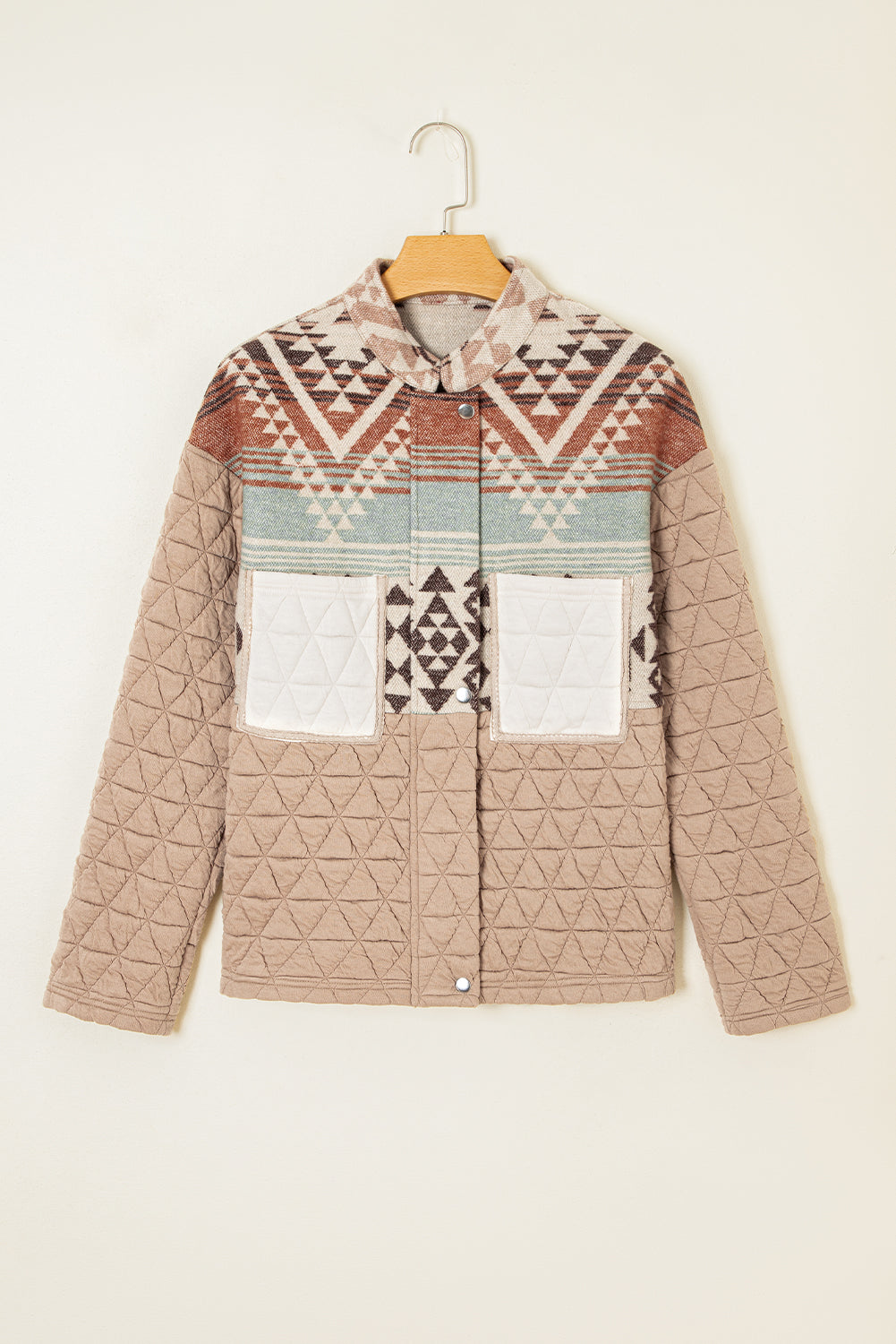 Western Aztec Patchwork Quilted Zip Up Jacket