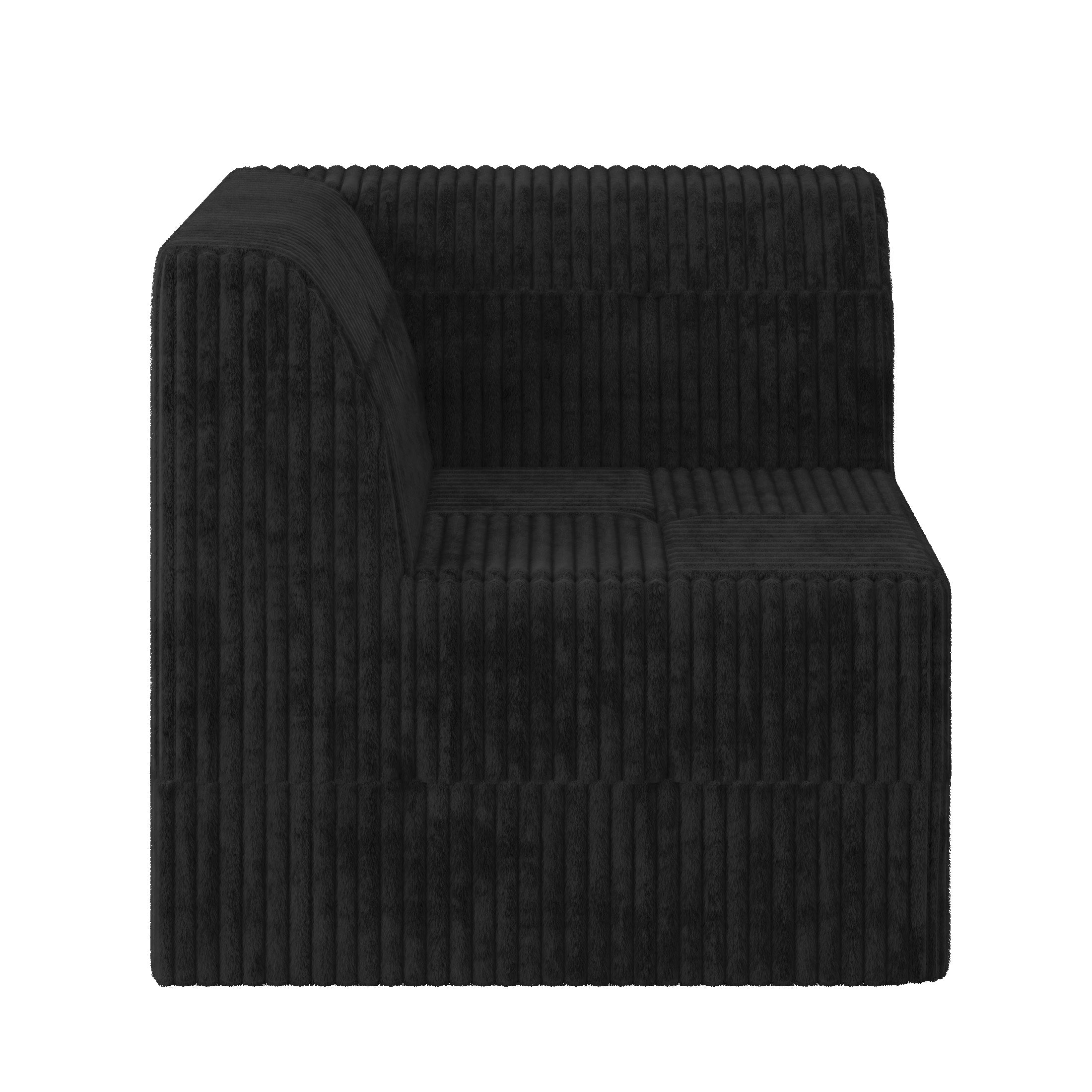 L shape Modular Sectional Sofa,DIY Compressed Sectional Sofa Modern Minimalist Style Corduroy Couch, Sleeper Sofa for Living Room, Bedroom, Comfy Compressed Sofa Couch Space-Efficient Design-black