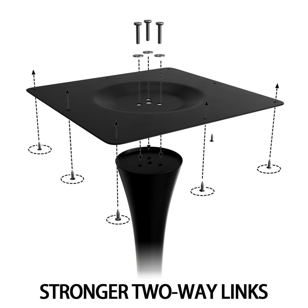 Mid-Century Black Round Dining Table with MDF Top & Pedestal Base for 2-4 People