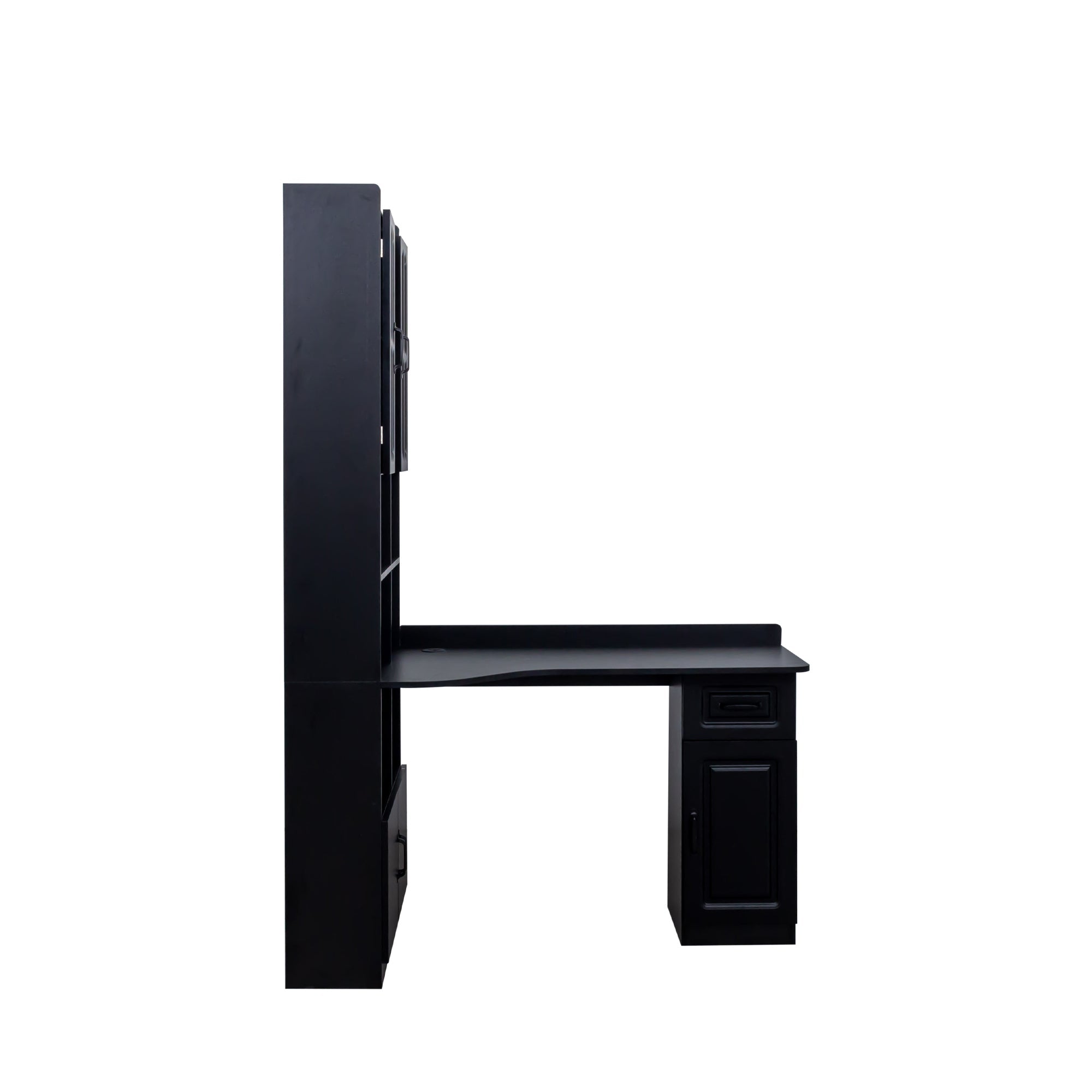 L-Shaped Corner Computer Desk  for Home Office or Study desk, Study Modern Style Table with Drawers, Bookshelf & Hutch, 2-in-1 L-Shaped Design, Large Working Space,black