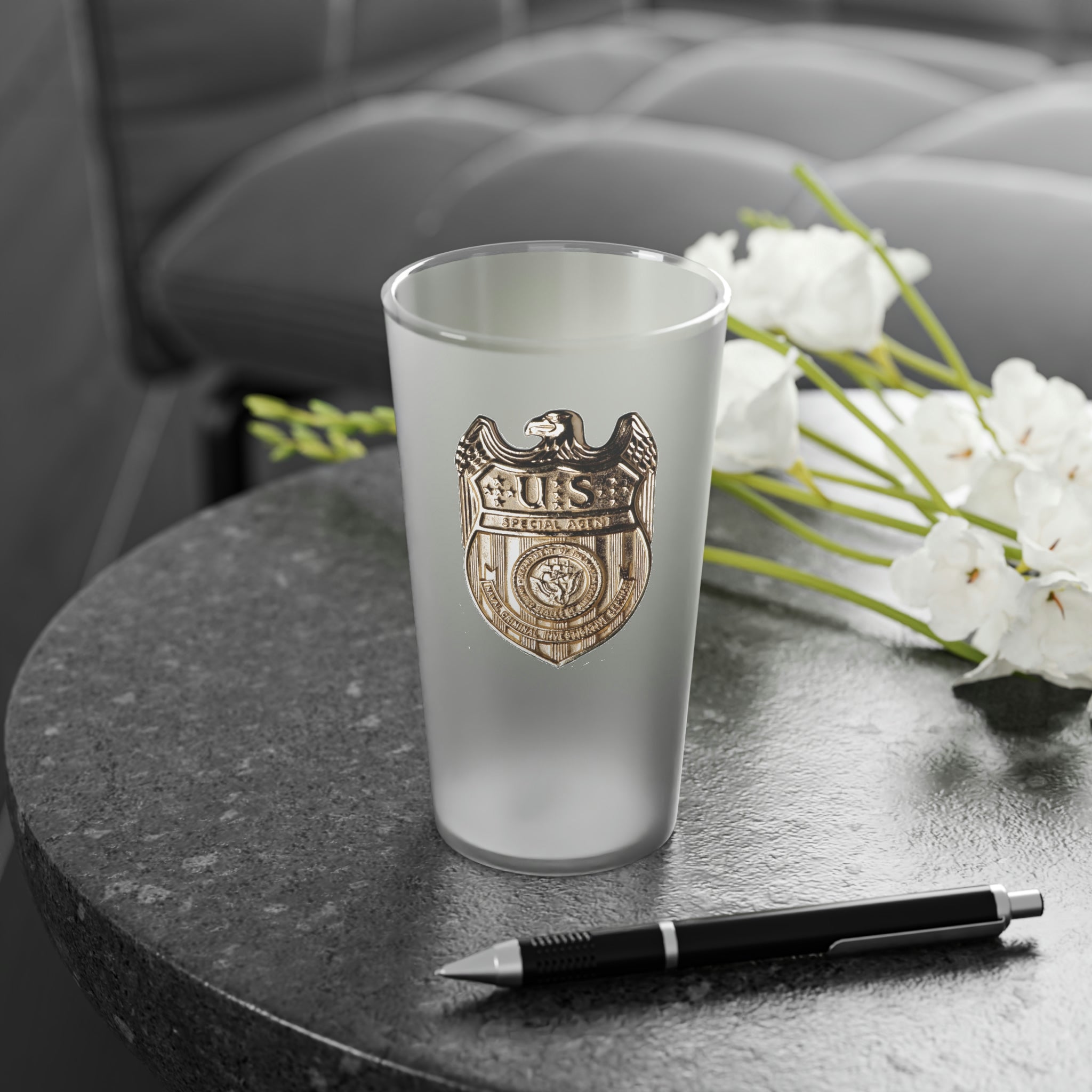 NCIS Badge - Frosted Pint Glass, 16oz