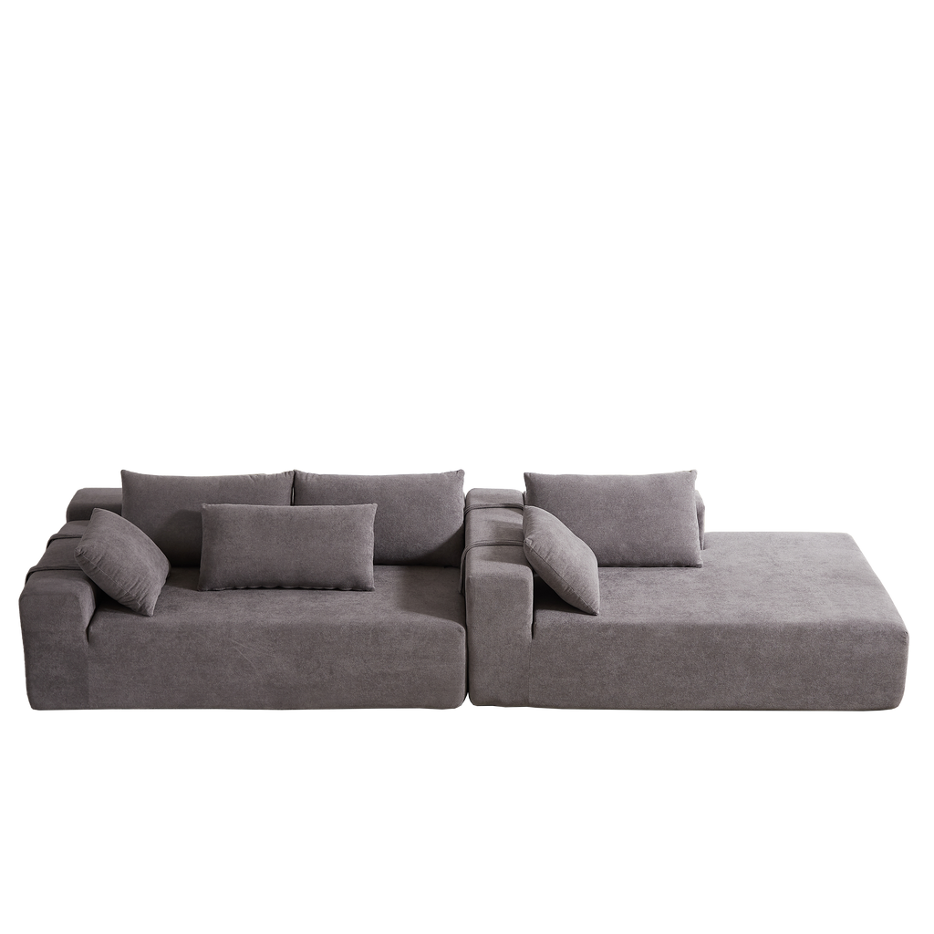 Modern Chenille Upholstered Sectional Sofa Couch Set,Modular 108' L Shaped Sectional Living Room Sofa Set With 6 Pillows,Free Combination Sofa Couch for Living Room,Bedroom(Right Chaise)W834P240002