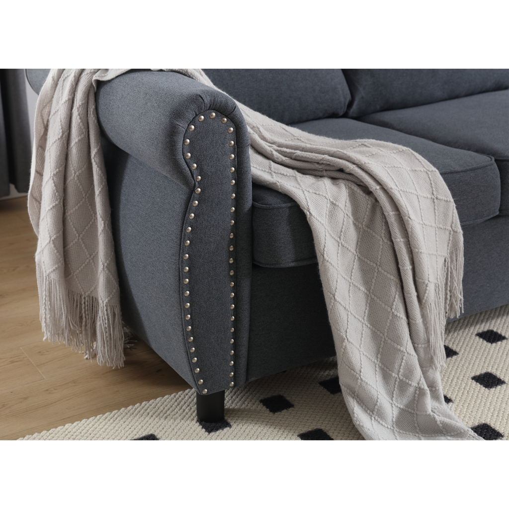 [NEW ARRIVED] [VIDEO PROVIDED] Sleeper Sofa, 2 in 1 Pull Out Couch Bed,6 seater sofa bed, L Shaped Sleeper Sectional Sofa Couch,Riveted sofa,104'' Large combined sofa Bed in living room, GRAY