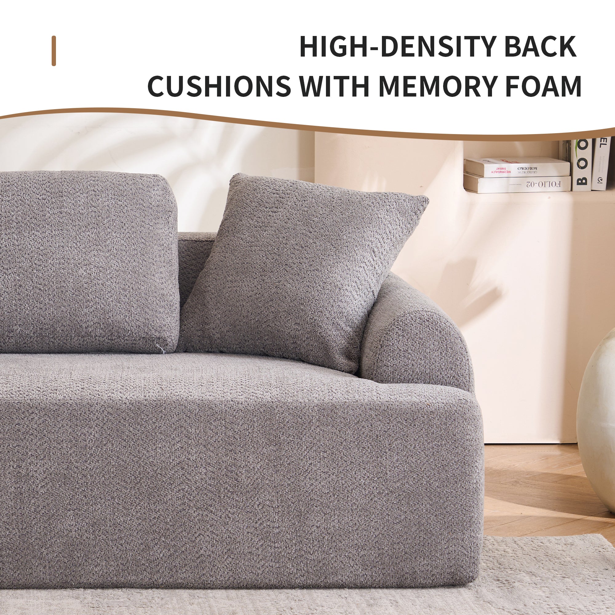 LY-024GY COMPRESSION SOFA: 4-seater combined sofa, Crochet Yarn Fabric, full sponge compression sofa,combined sofa with 4 pillows for home living/ Home Furniture/ Apartment/Office/House
