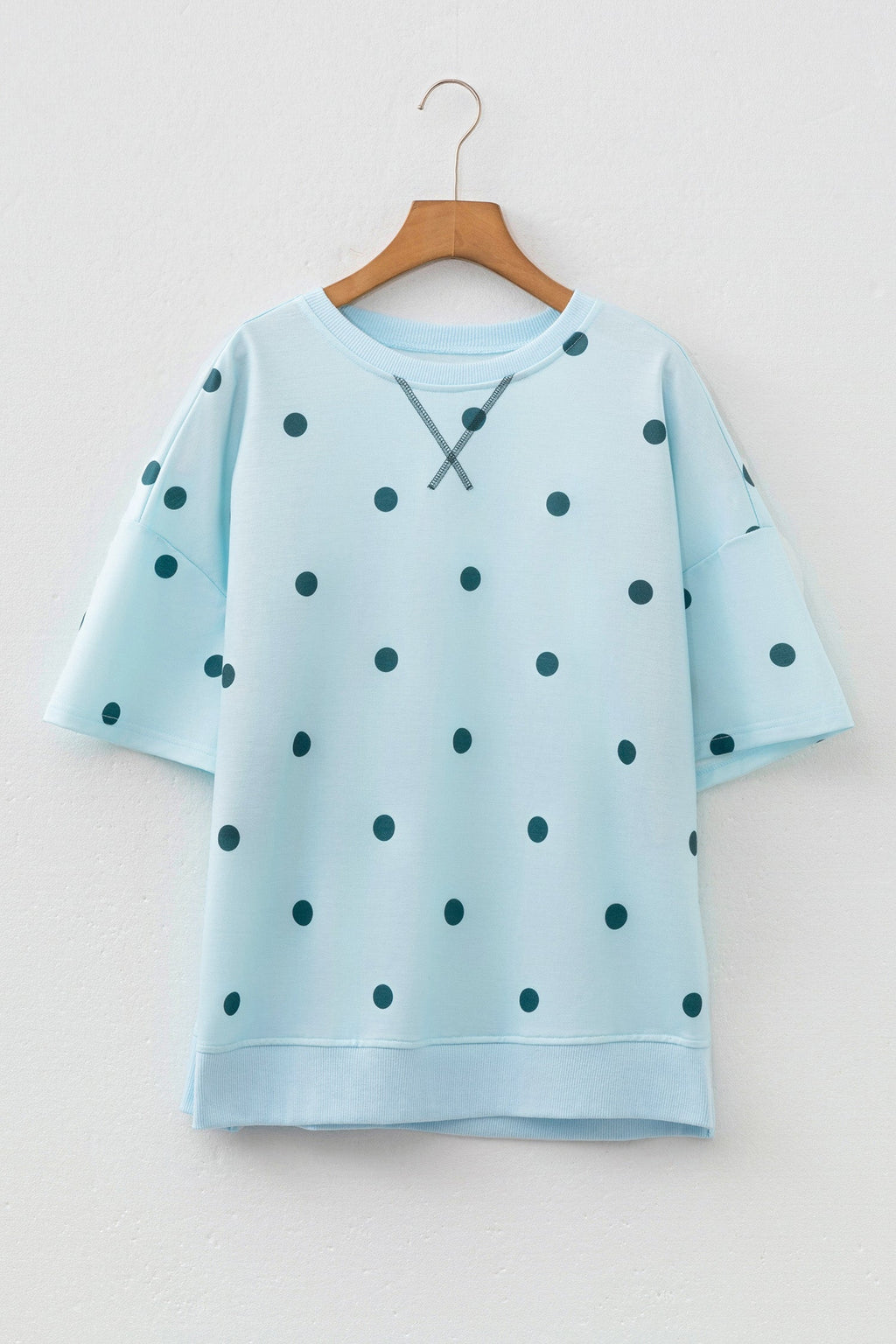 Retro Polka Dot Crossed Seam Oversize Tee