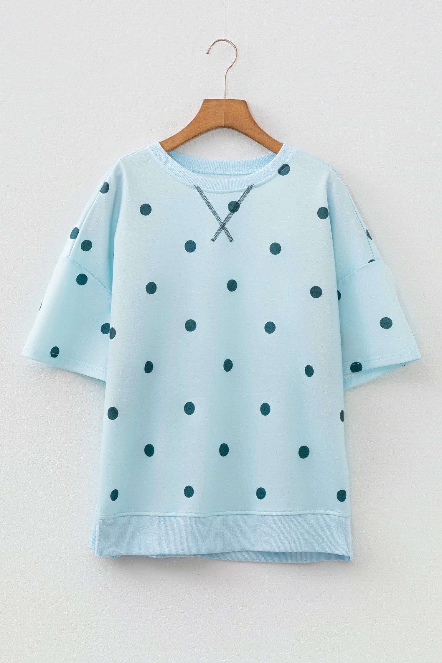 Retro Polka Dot Crossed Seam Oversize Tee