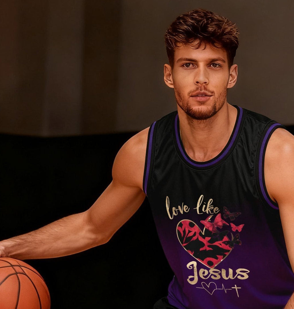 Love Like Jesus Adult Purple Basketball Jersey | Ships From USA