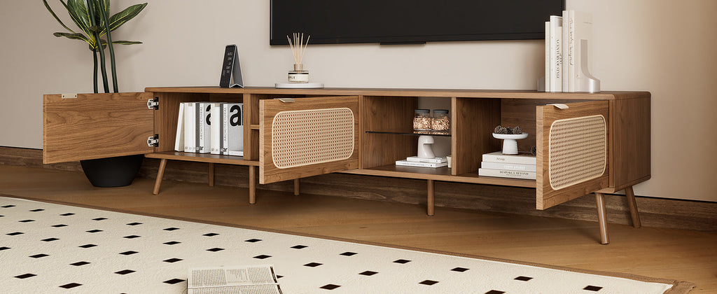 78' TV Stand for 75/80/85 inch TV, Console with Ample Storage for Living Room, Bedroom, Entertainment Center with Open Shelf