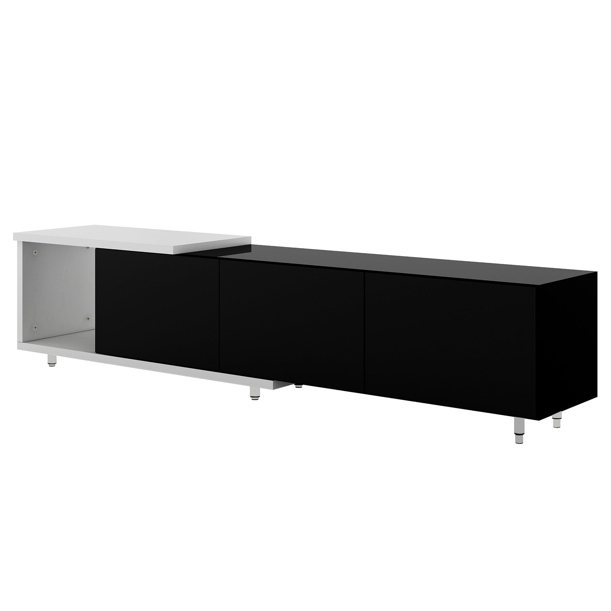 U-Can 70.1''-100'' Modern Stylish  TV Stand  TV Cabinet for 80+inch TV, White+Black, (Old SKU:WF299723AAB)