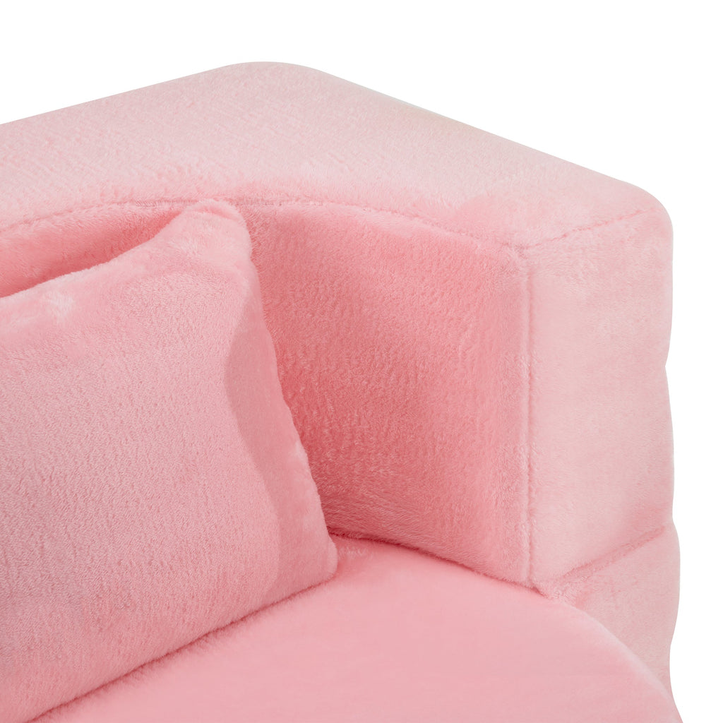 71-inch folding sofa bed, chenille futon sofa bed, high-density foam convertible sofa bed, folding floor sofa bed for living room, guest room, bedroom, pink