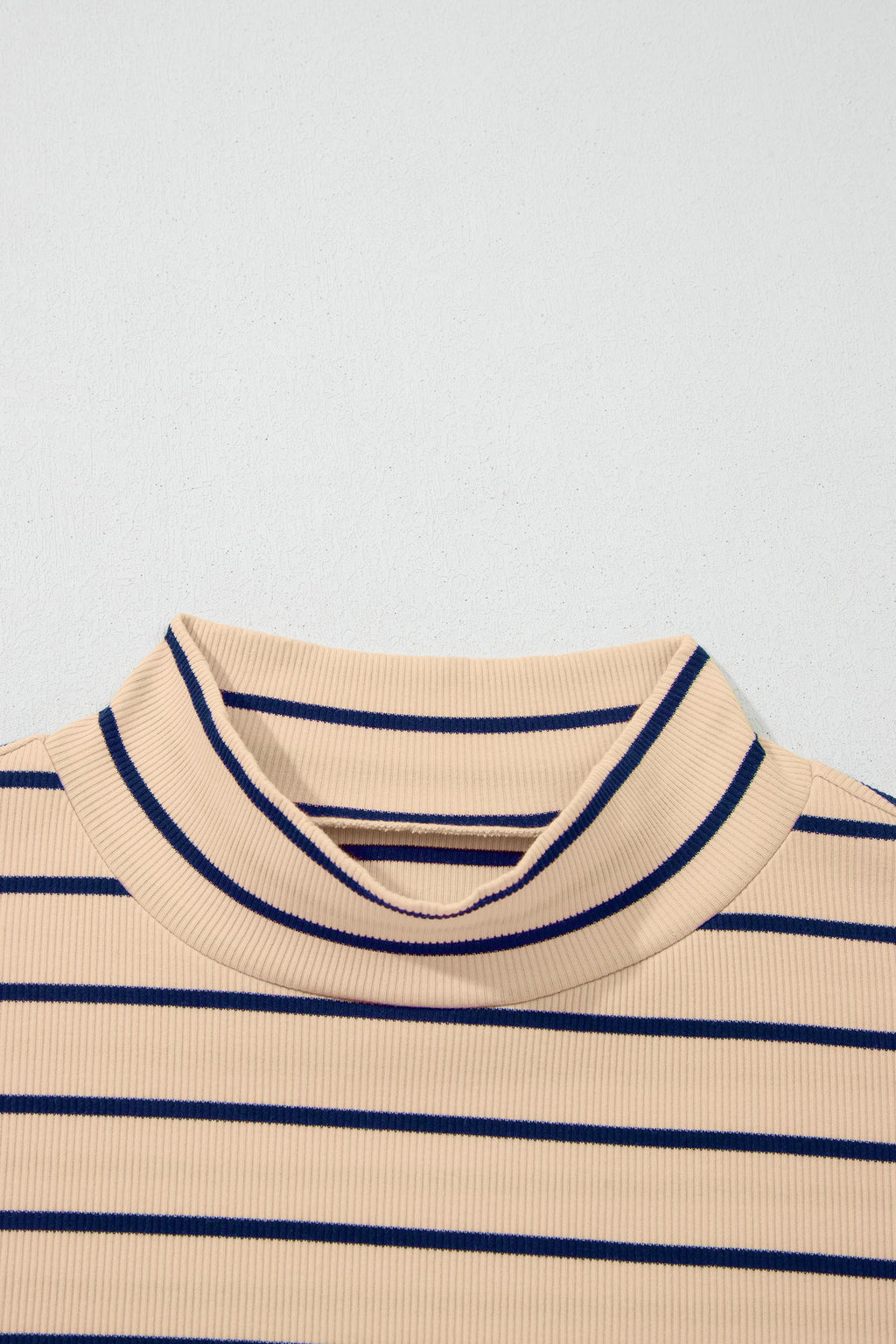Stripe Mock Neck Short Sleeve Loose Top