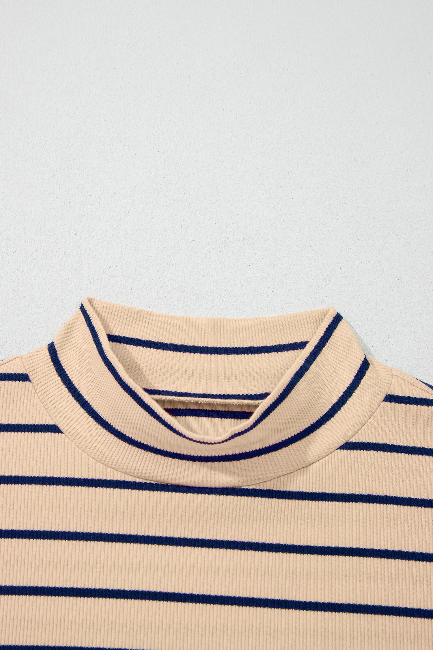 Stripe Mock Neck Short Sleeve Loose Top