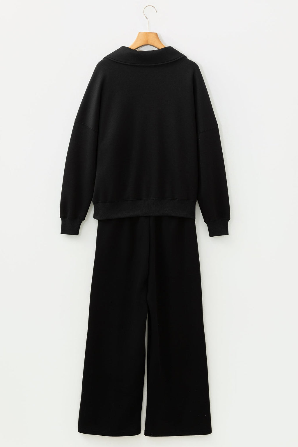 Collar V-Neck Sweatshirt & Sweatpants Set