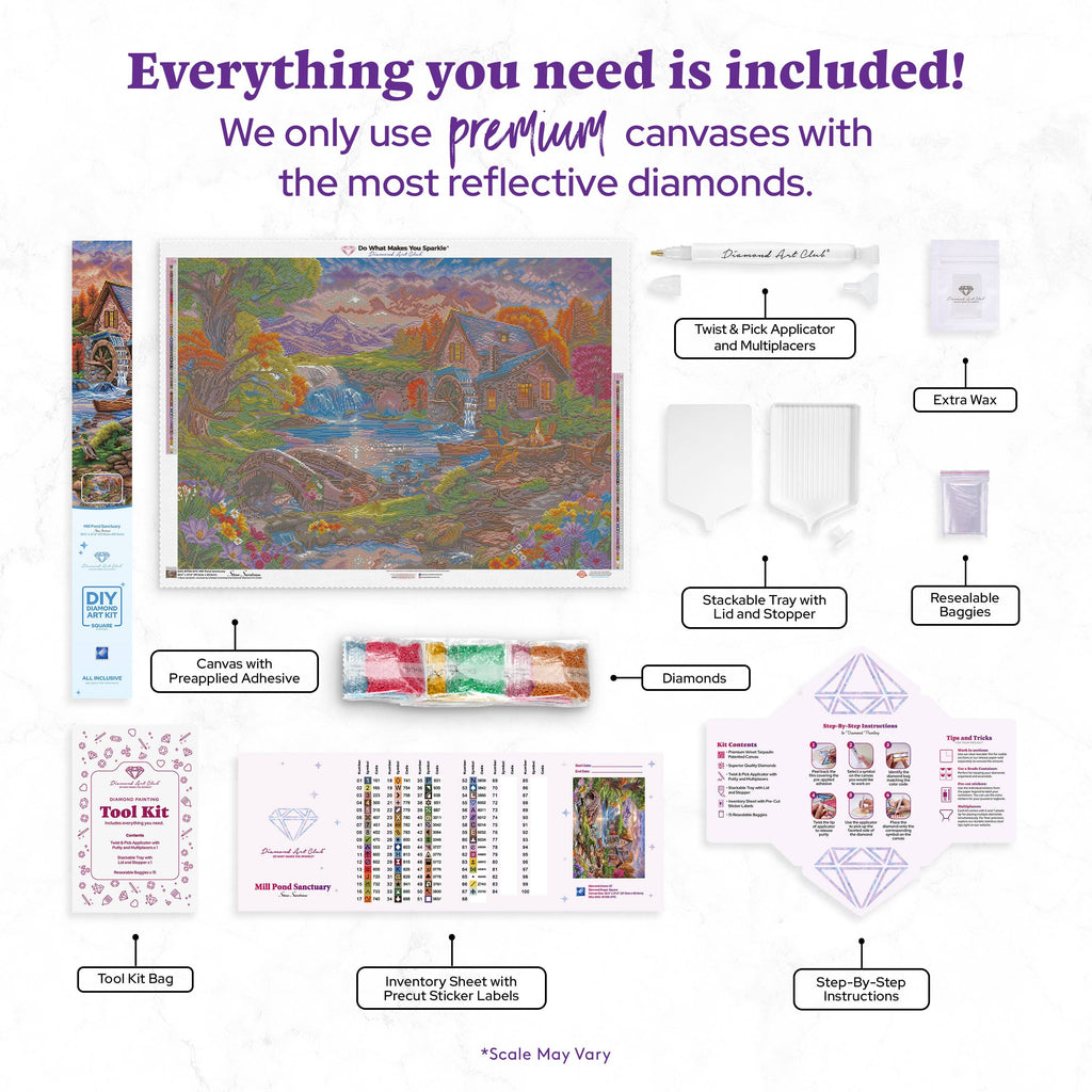 Diamond Art Club – Mill Pond Sanctuary Diamond Painting (Square Drill, 38.5" x 27.6")