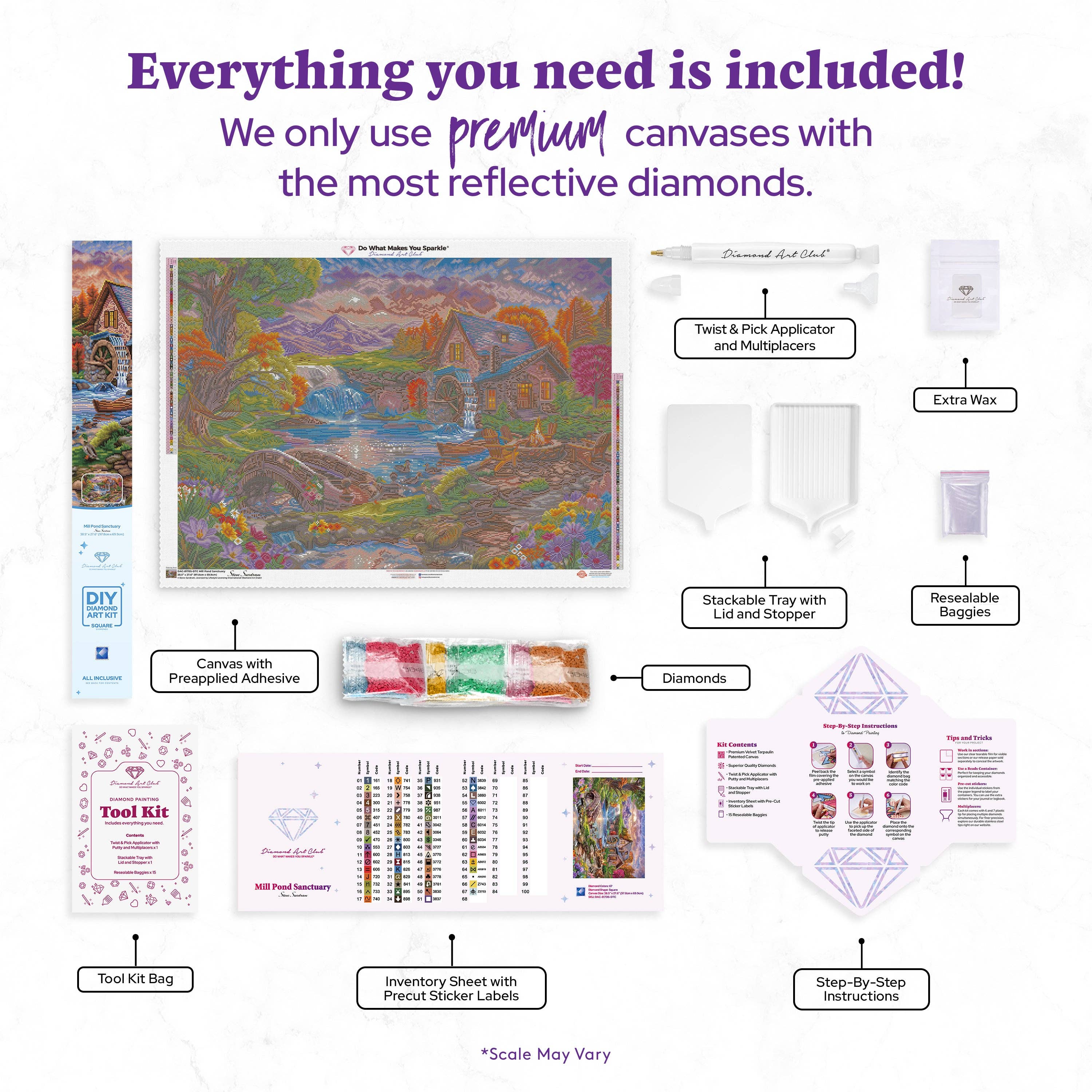 Diamond Art Club – Mill Pond Sanctuary Diamond Painting (Square Drill, 38.5" x 27.6")