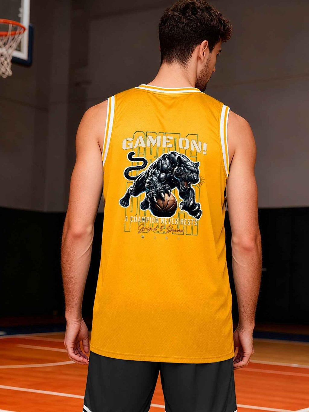 Game On! Grind & Shine Jaguar Yellow Basketball Jersey - Front & Back Printing