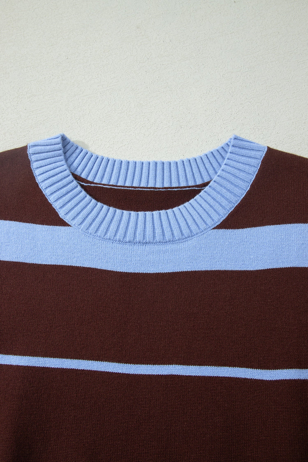 Stripe Short Sleeve Round Neck Knit Top