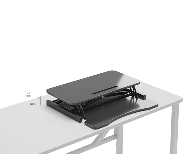 32 Inch Desk Converter, Height Adjustable Sit to Stand Riser, Dual Monitor and Laptop Workstation with Wide Keyboard Tray (BLACK) BACK-TO-SCHOOL