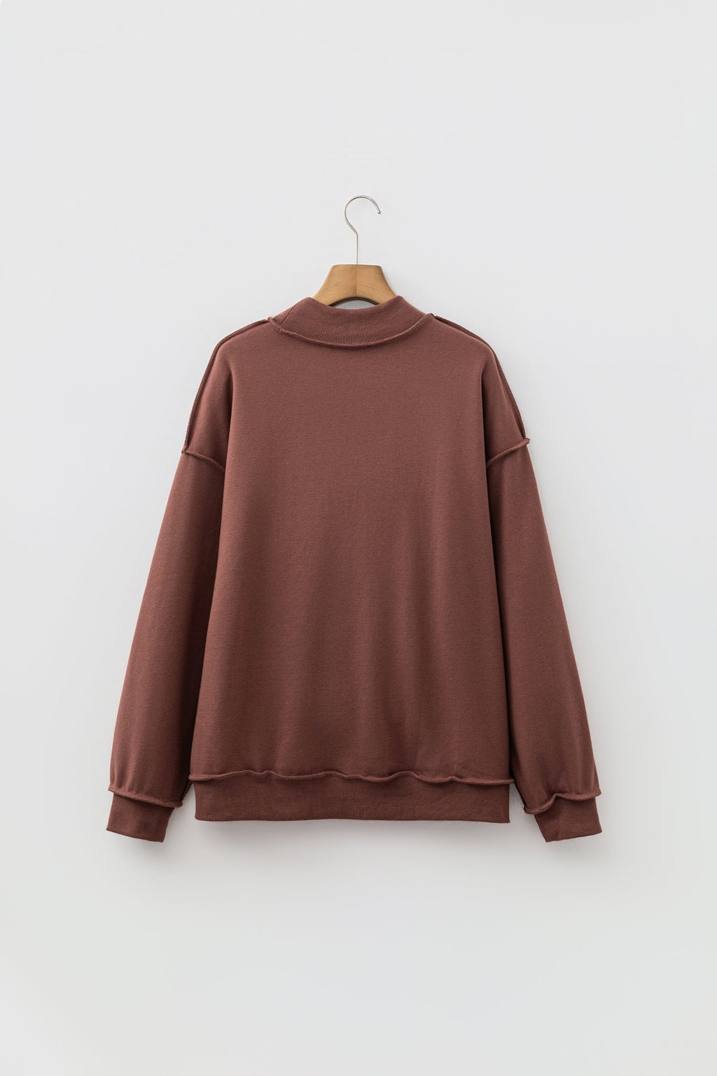 Solid Reversible Mock Neck Oversized Sweatshirt