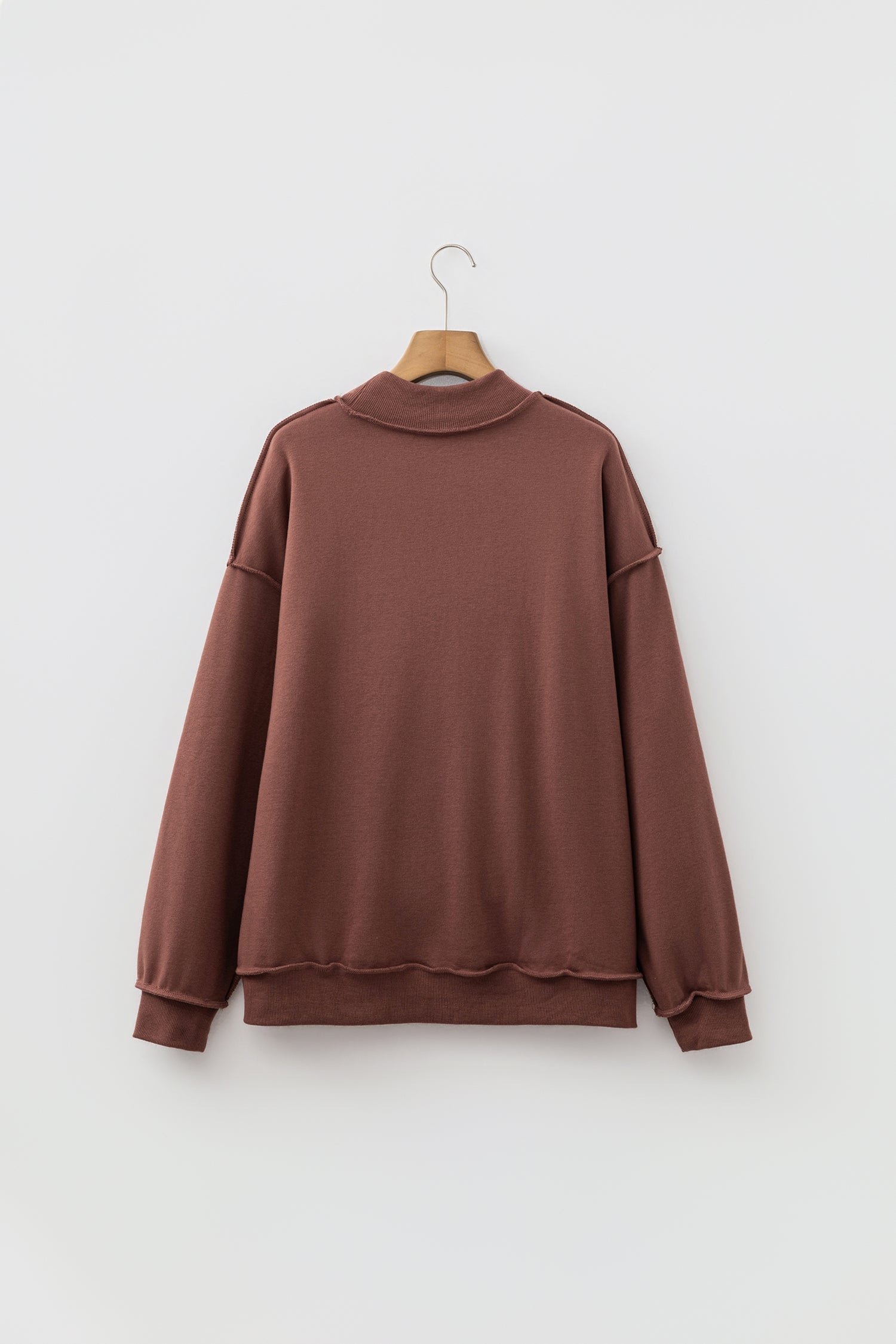 Solid Reversible Mock Neck Oversized Sweatshirt