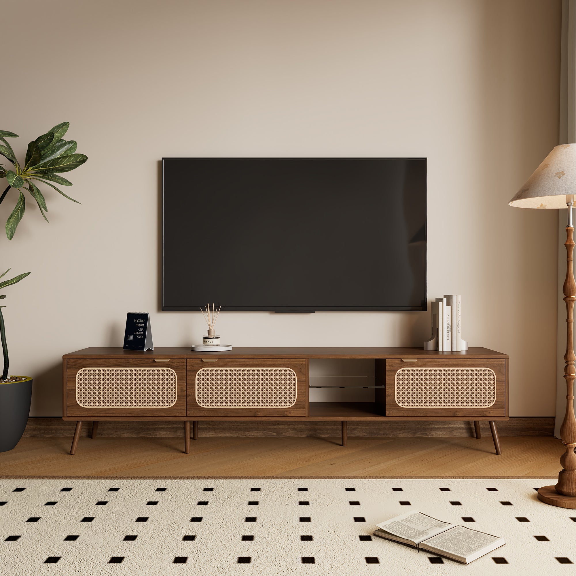 78' TV Stand for 75/80/85 inch TV, Console with Ample Storage for Living Room, Bedroom, Entertainment Center with Open Shelf