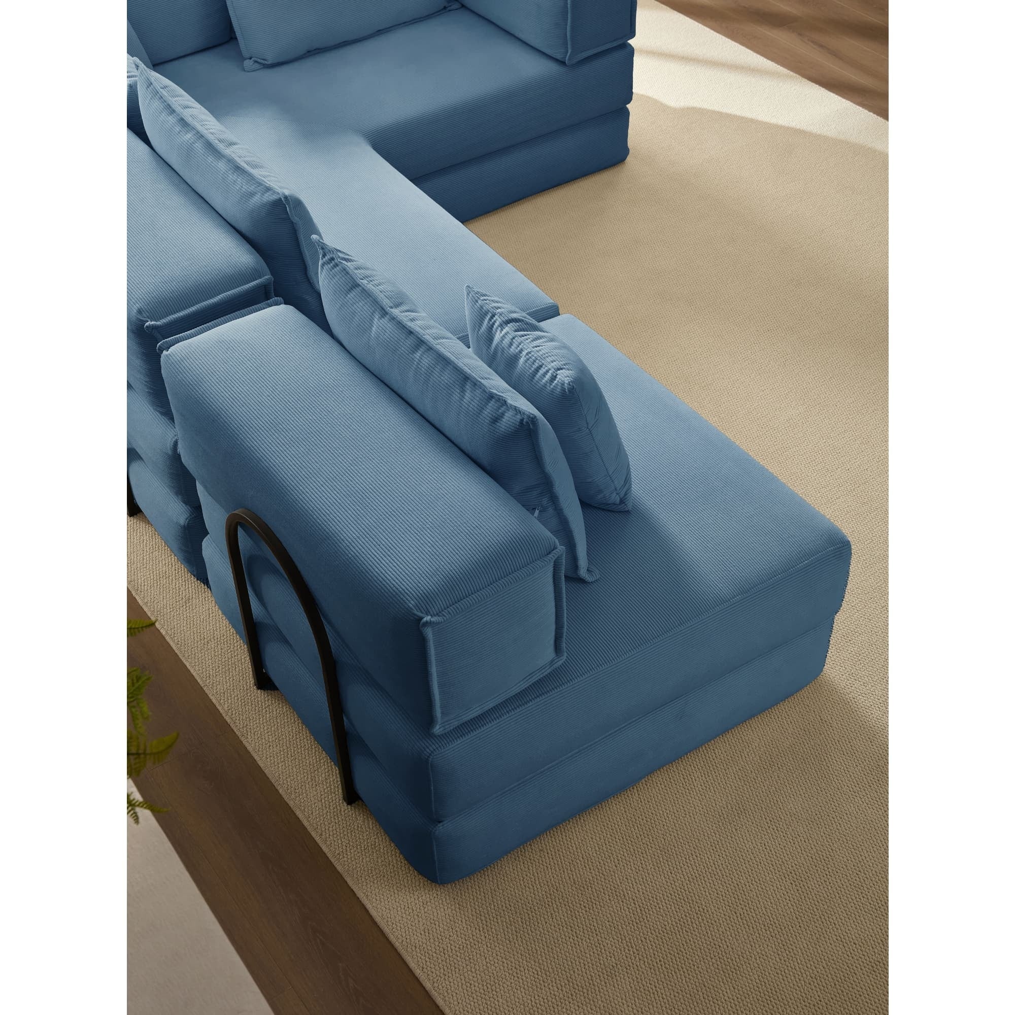 Oversized Upholstered Sectional Sofa Couch Set, Modular 118.2 ' L Shaped Floor Living Room Sofa Set With 6 Pillows, DIY Combination Sofa Couch for living rooms, apartments,bedrooms, Blue
