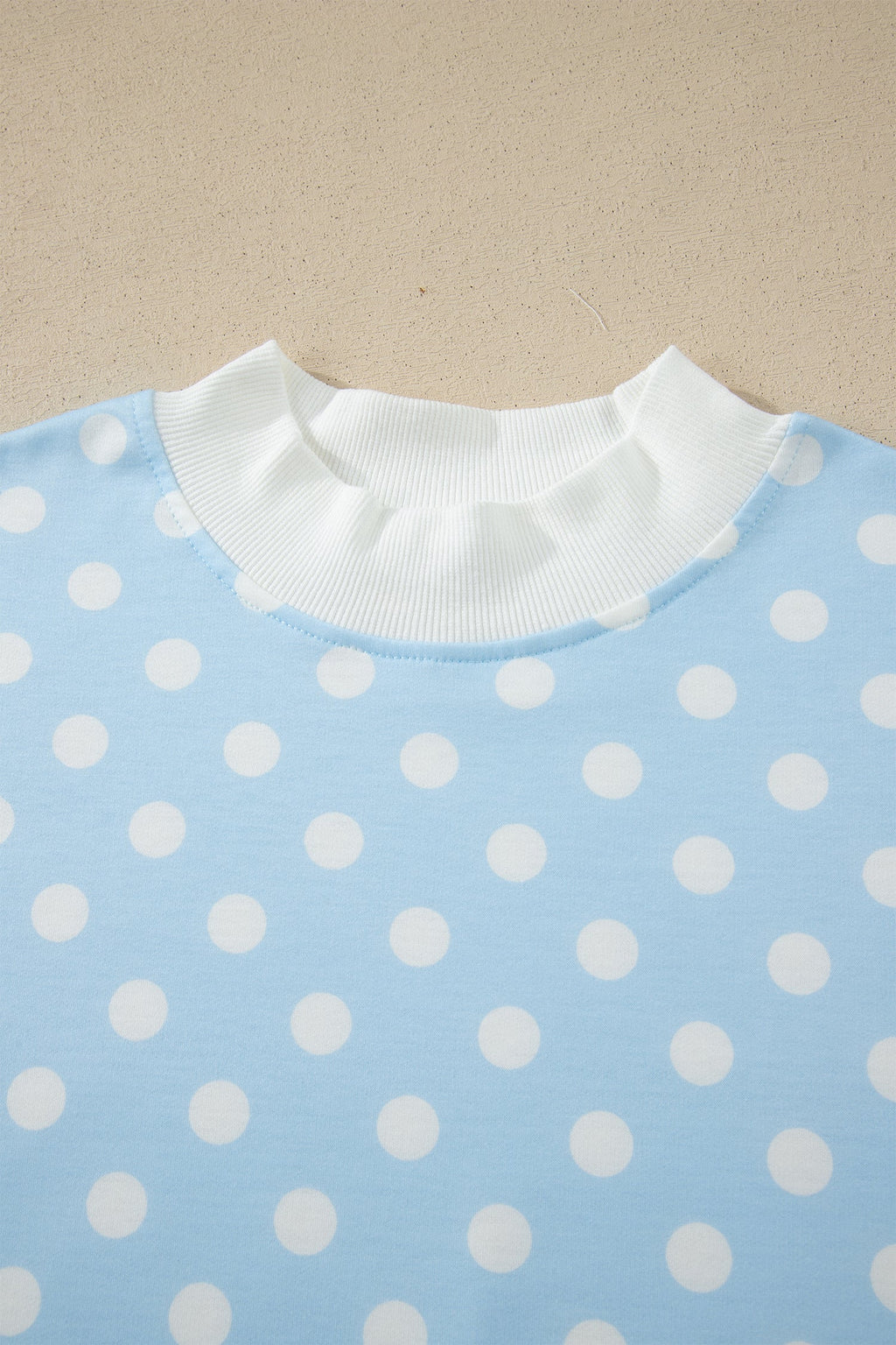 Polka Dot Colorblock Mock Neck & Shorts Set