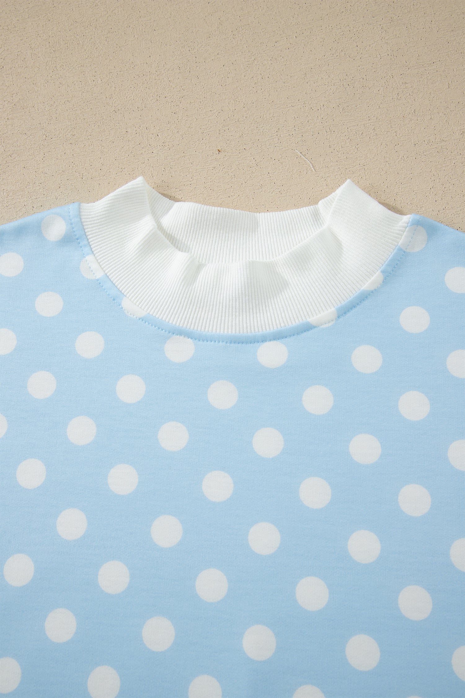 Polka Dot Colorblock Mock Neck & Shorts Set