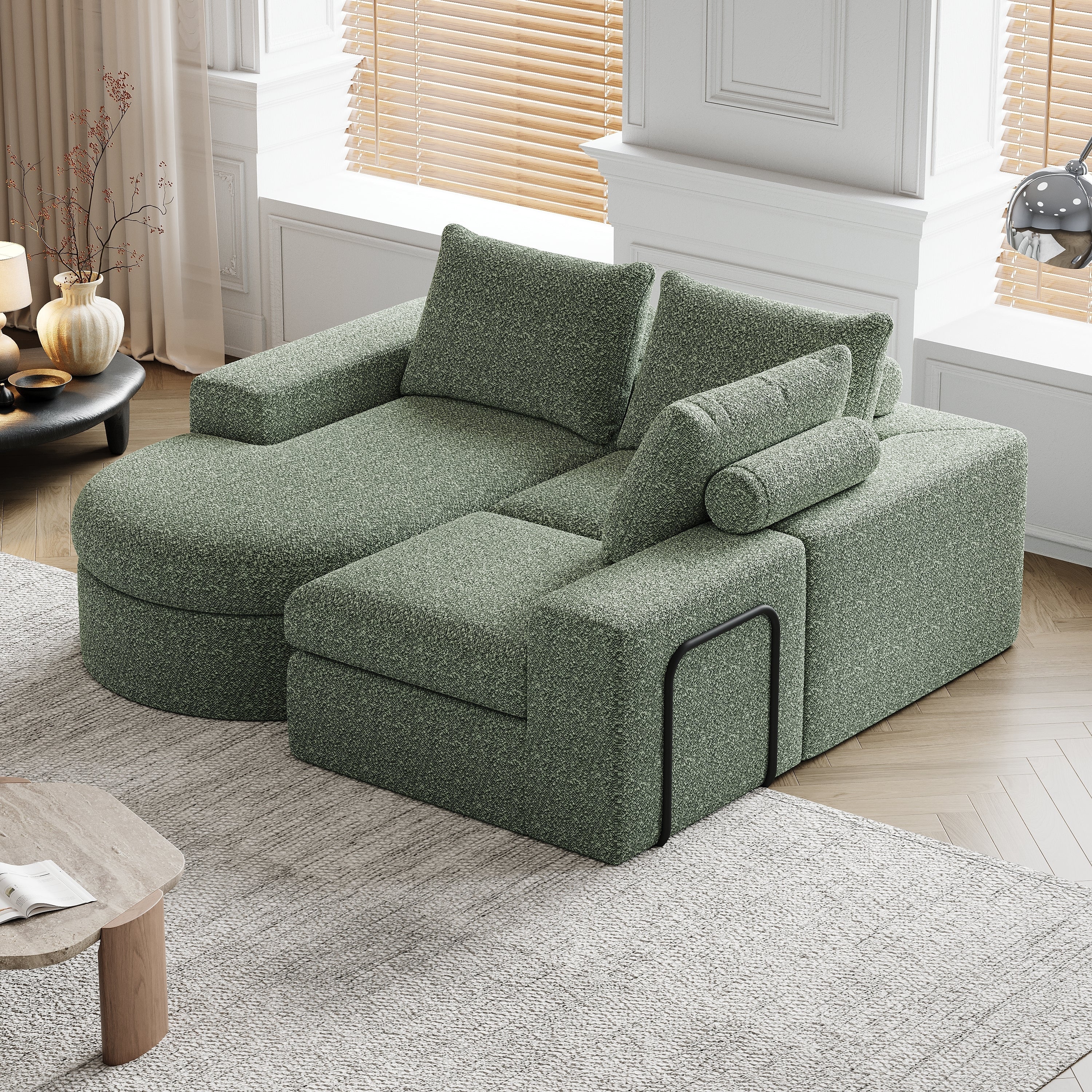 99-Inch Chenille Cloud Curved Sectional Sofa with Chaise, L-Shaped Modern Boneless Couch with Deep Seats, Chenille Sectional Sofa for Living Room and Bedroom, No Assembly Required