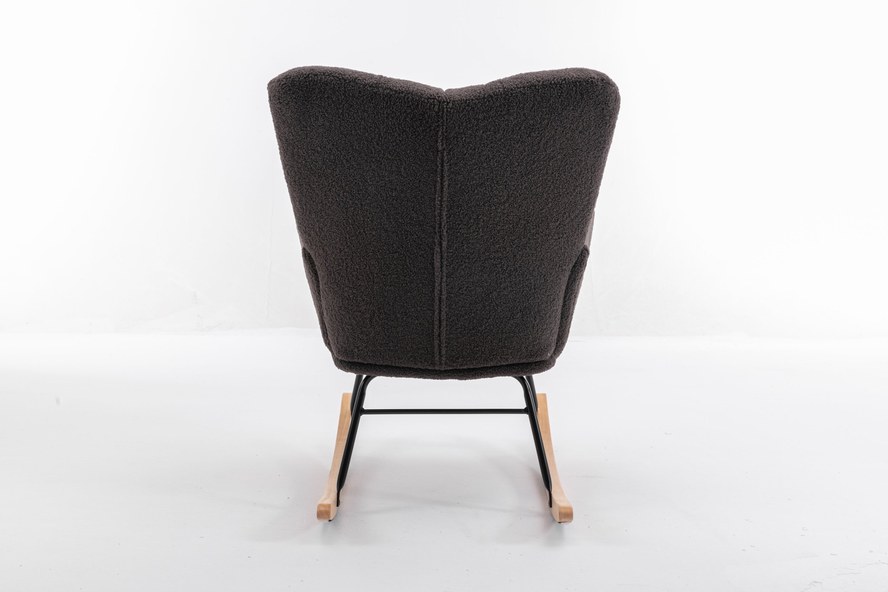 050-Teddy Fabric Rocking Gilder Nursery Chair For Living Room Indoor,Dark Gray