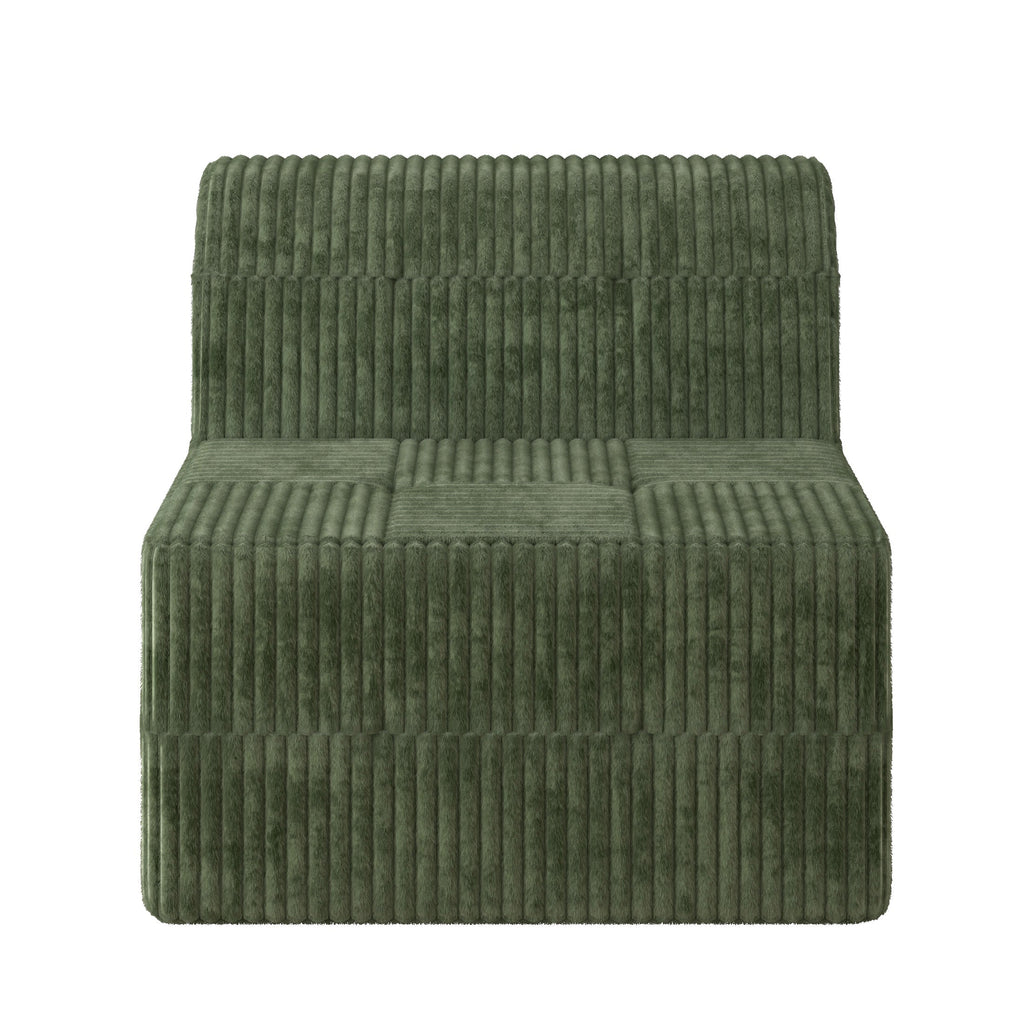 U shape Modular Sectional Sofa, Compressed Sectional Sofa Modern Minimalist Style Corduroy Couch, Sleeper Sofa for Living Room, Bedroom, Comfy Compressed Sofa Couch Space-Efficient Design-GREEN