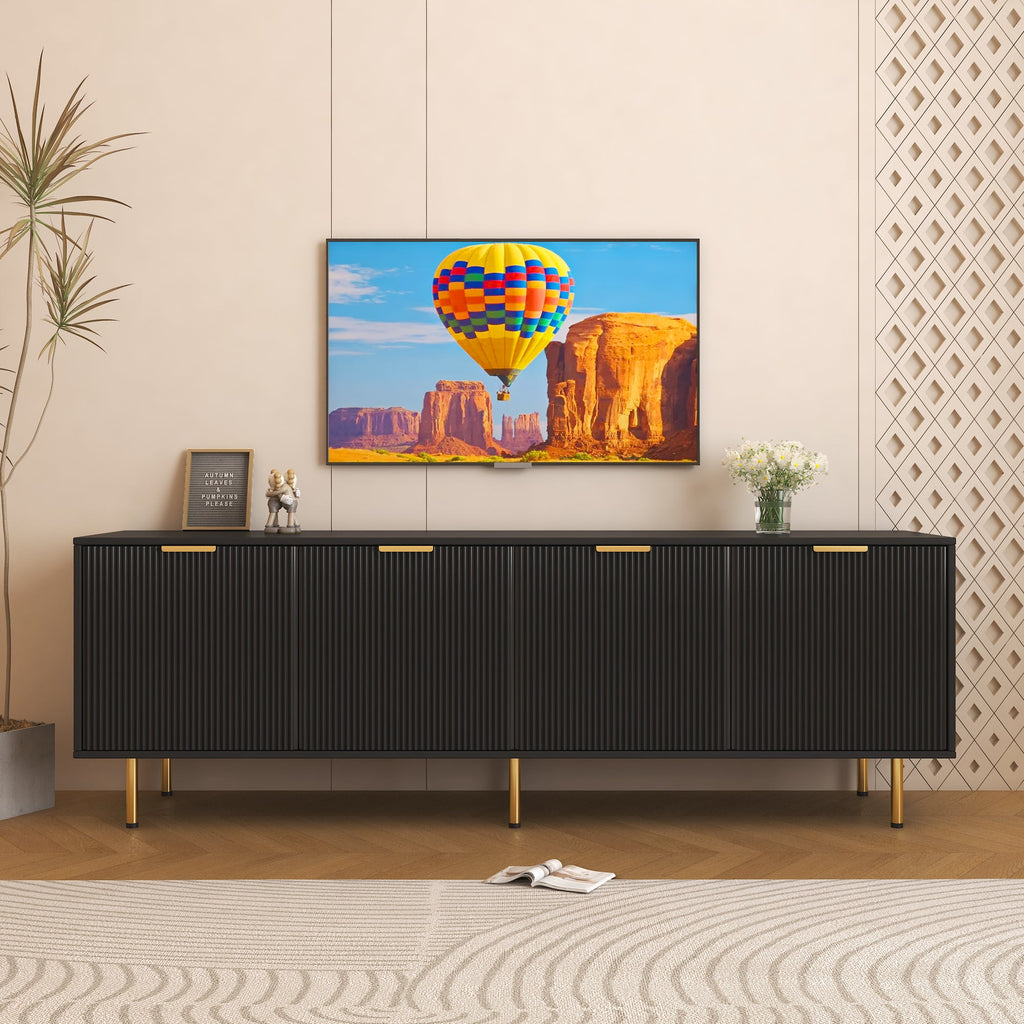 Modern warm Black TV cabinet for 80 inch TV Stands, for Living Room Bedroom