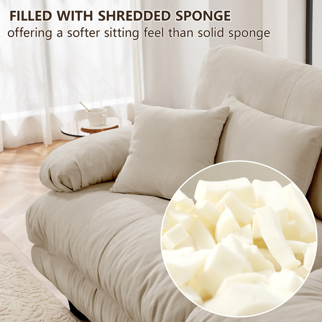 Cloud Couch 2 Seater Sofa for Living Room, Chenille 2 - Seat sofa with 2 Lumbar pillows and 2 throw pillows,Chenille Light coffee