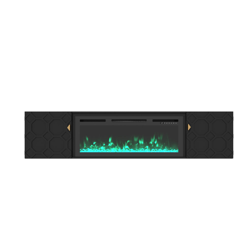 67 in. Black Media TV Stand in High Gloss Paint MDF