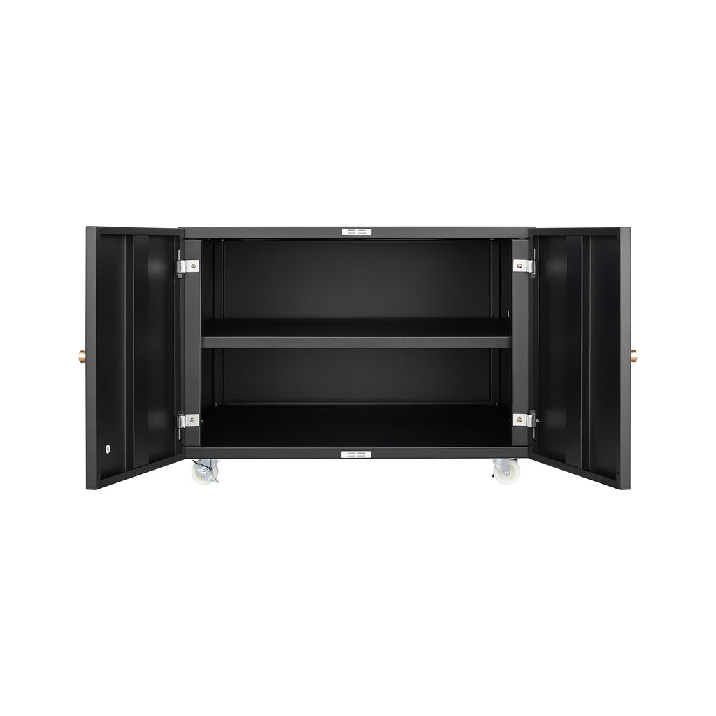 Modern Office Copier Cabinet Black 2-Door Steel Mobile Pedestal File Printer Stand