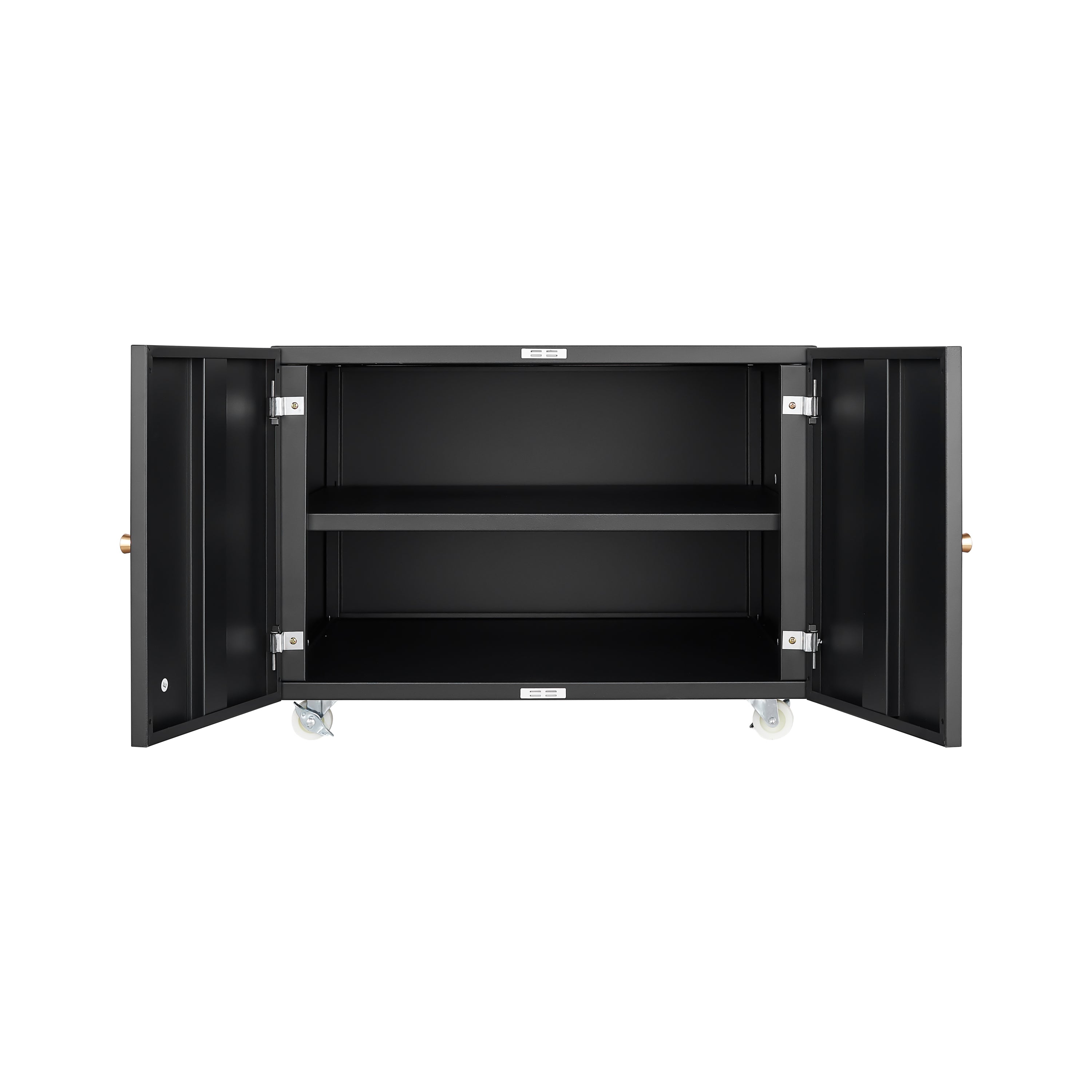 Modern Office Copier Cabinet Black 2-Door Steel Mobile Pedestal File Printer Stand