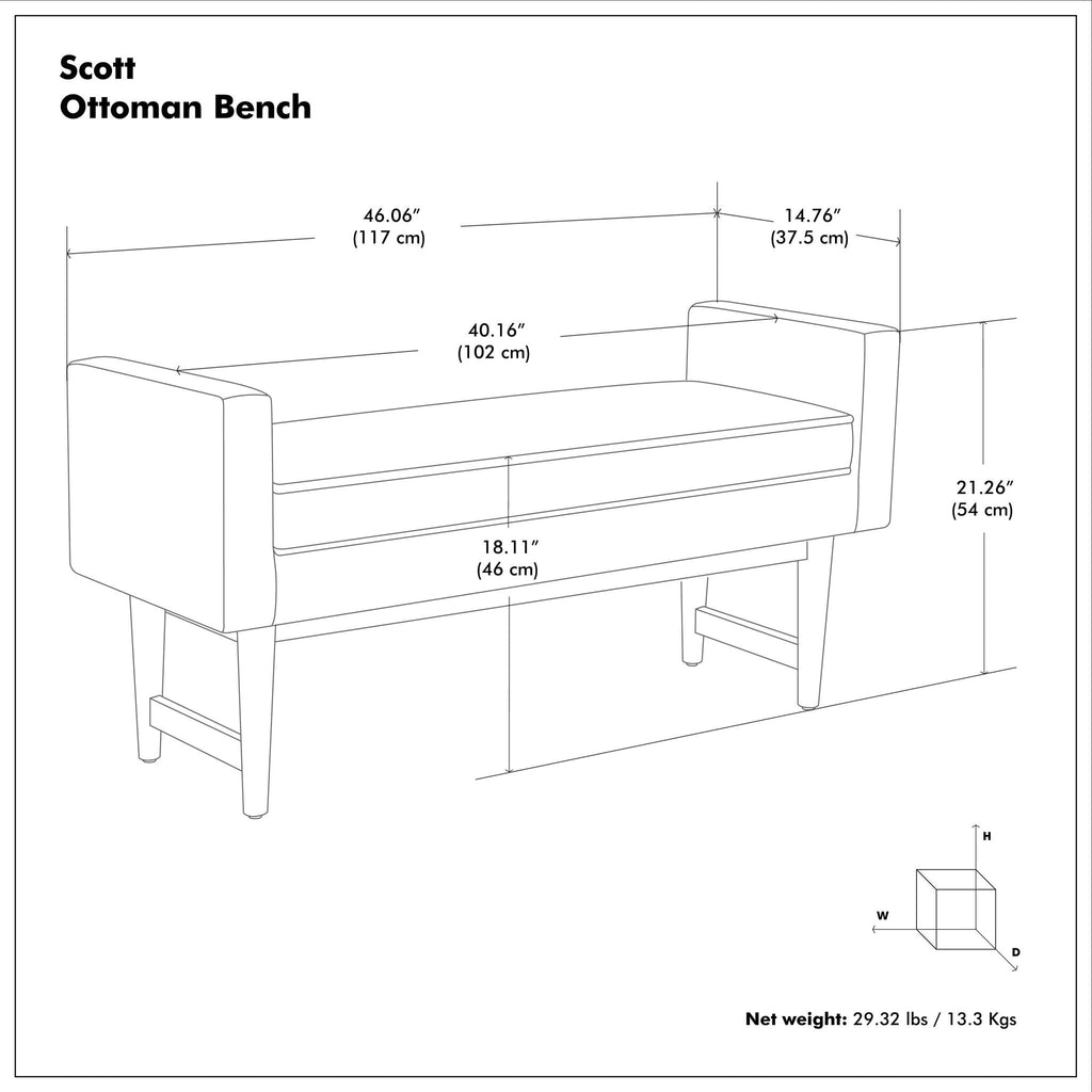 Scott - Upholstered Ottoman Bench