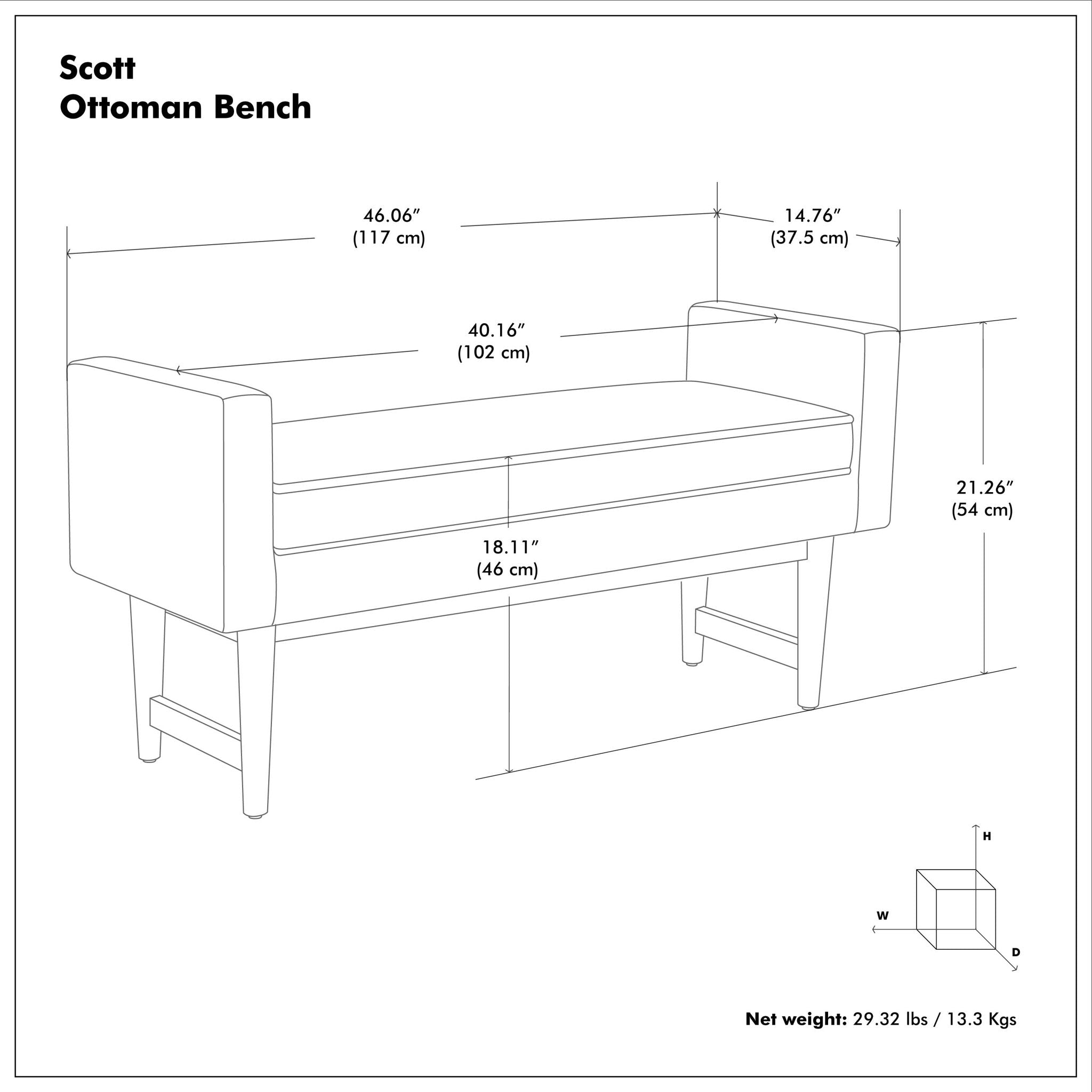 Scott - Upholstered Ottoman Bench
